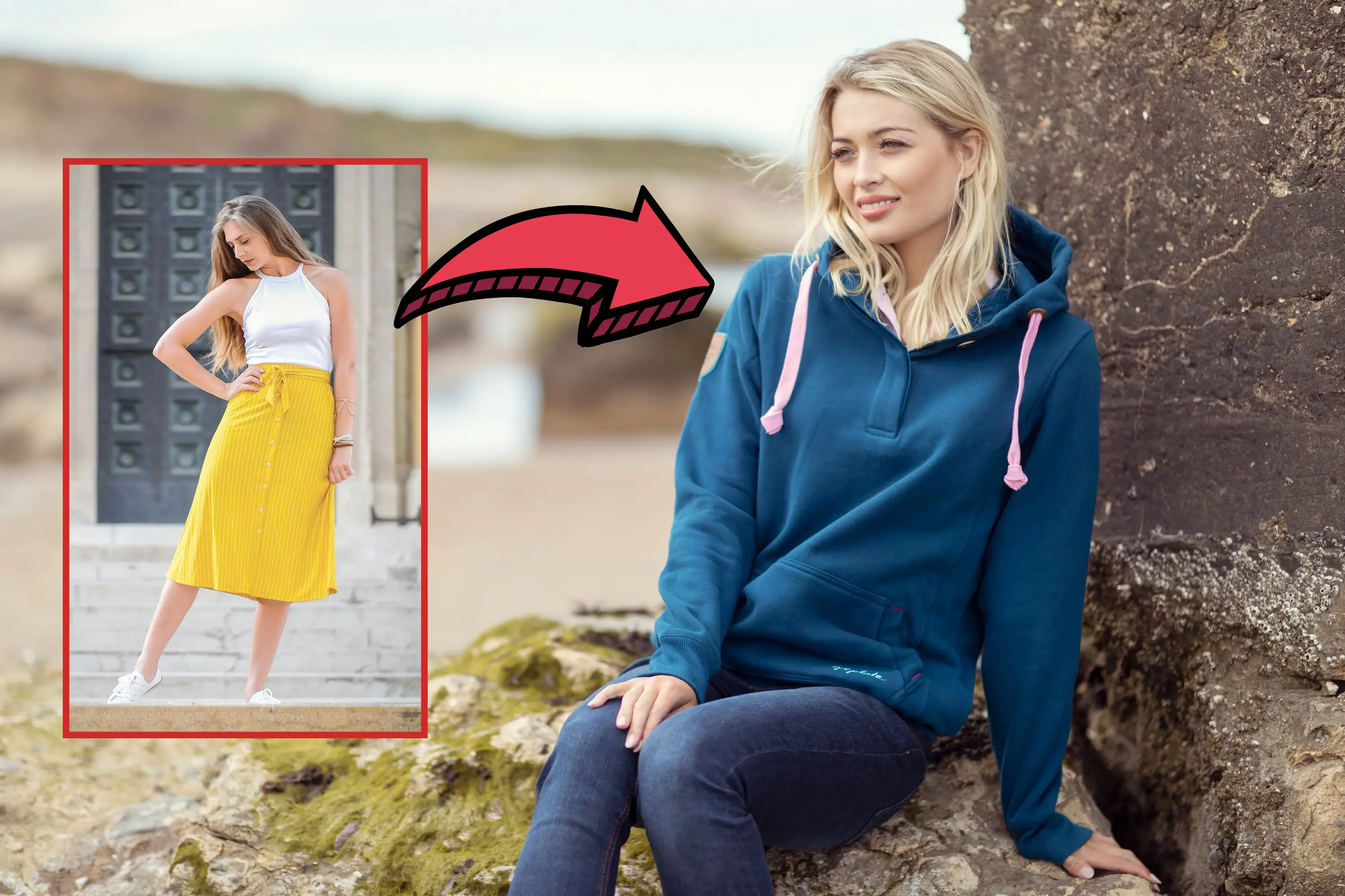 Model portrait before virtual try-on