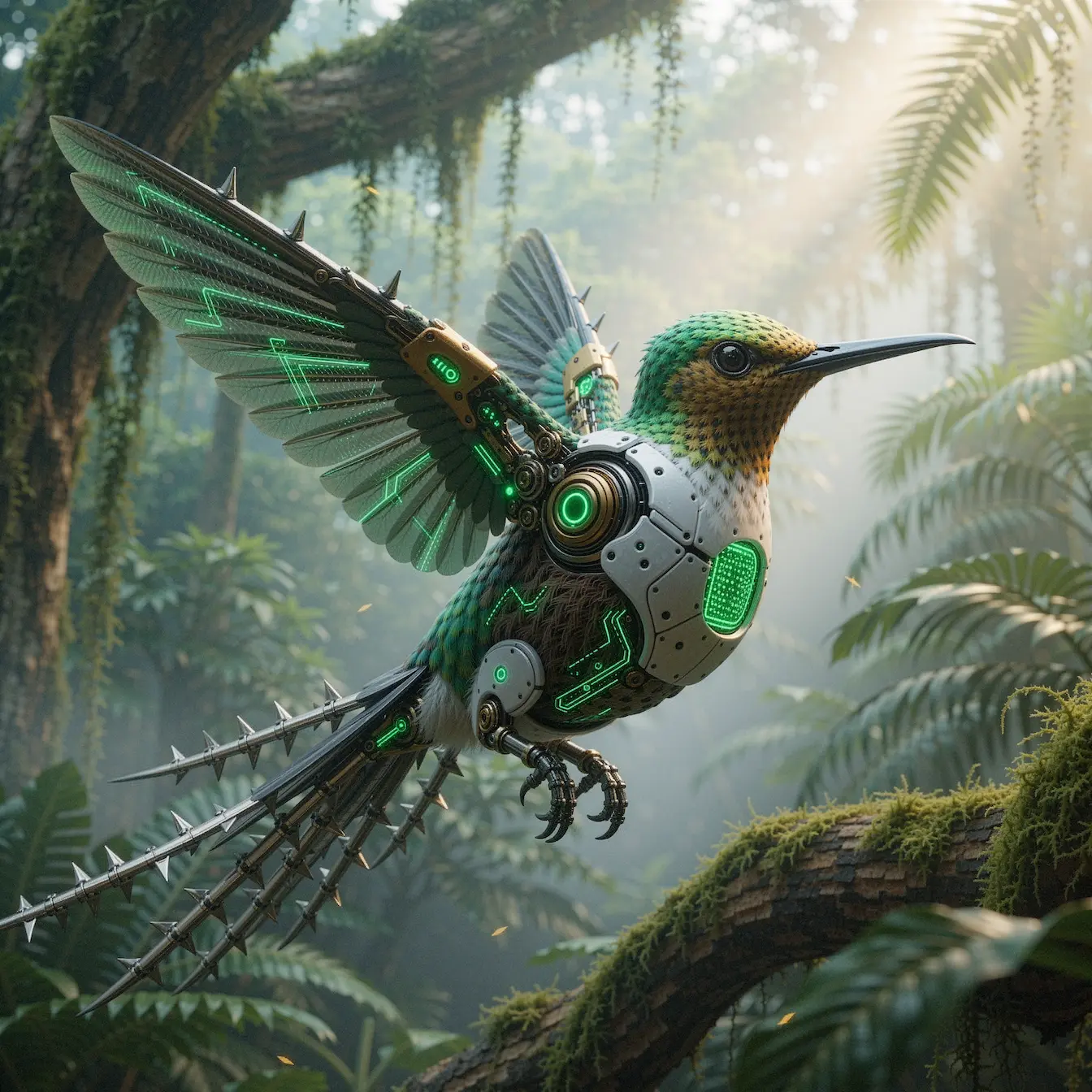 Mechanical hummingbird illustration symbolizing HummingBytes's agile AI platform