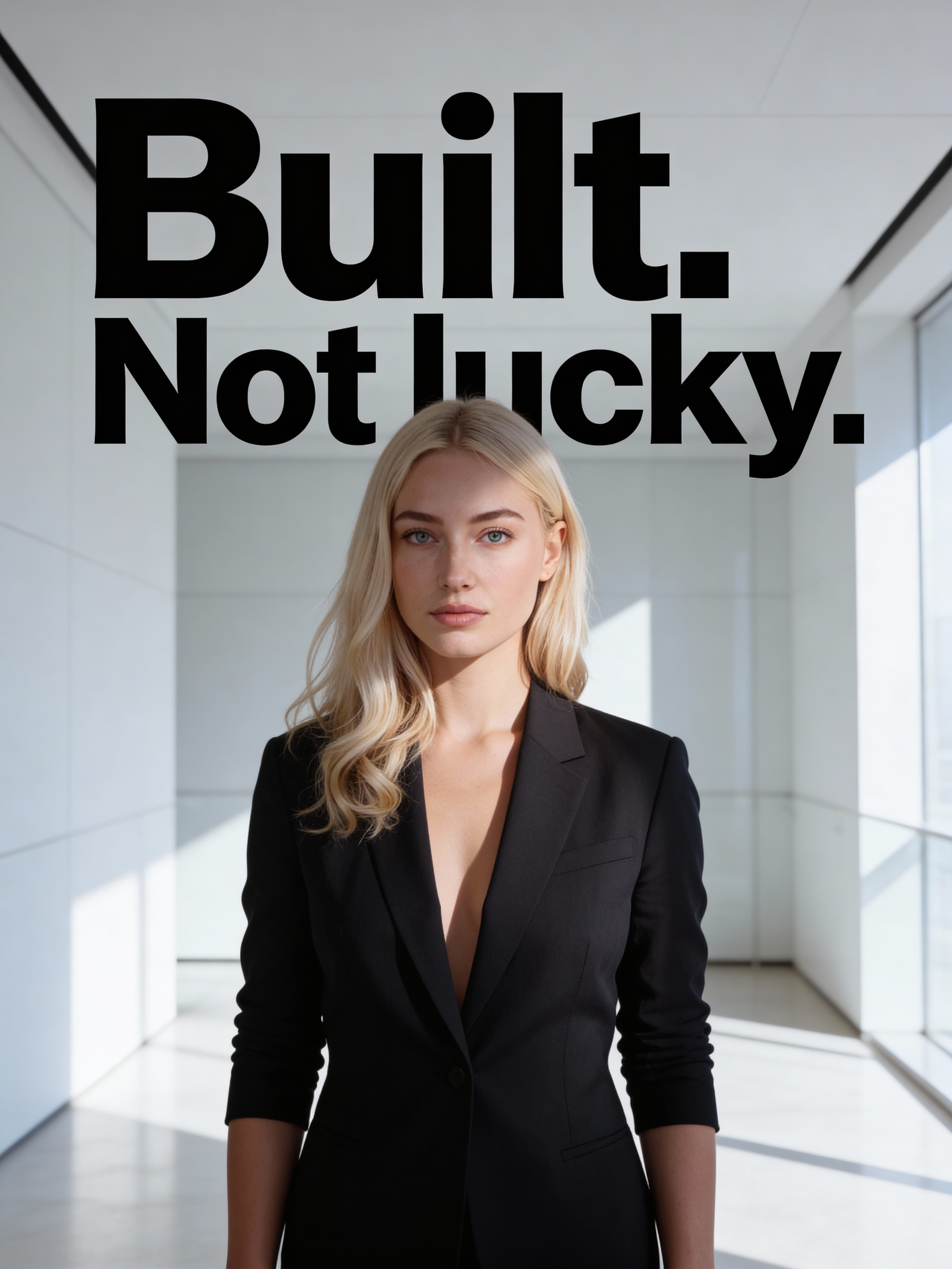 Example: confident portrait with bold text