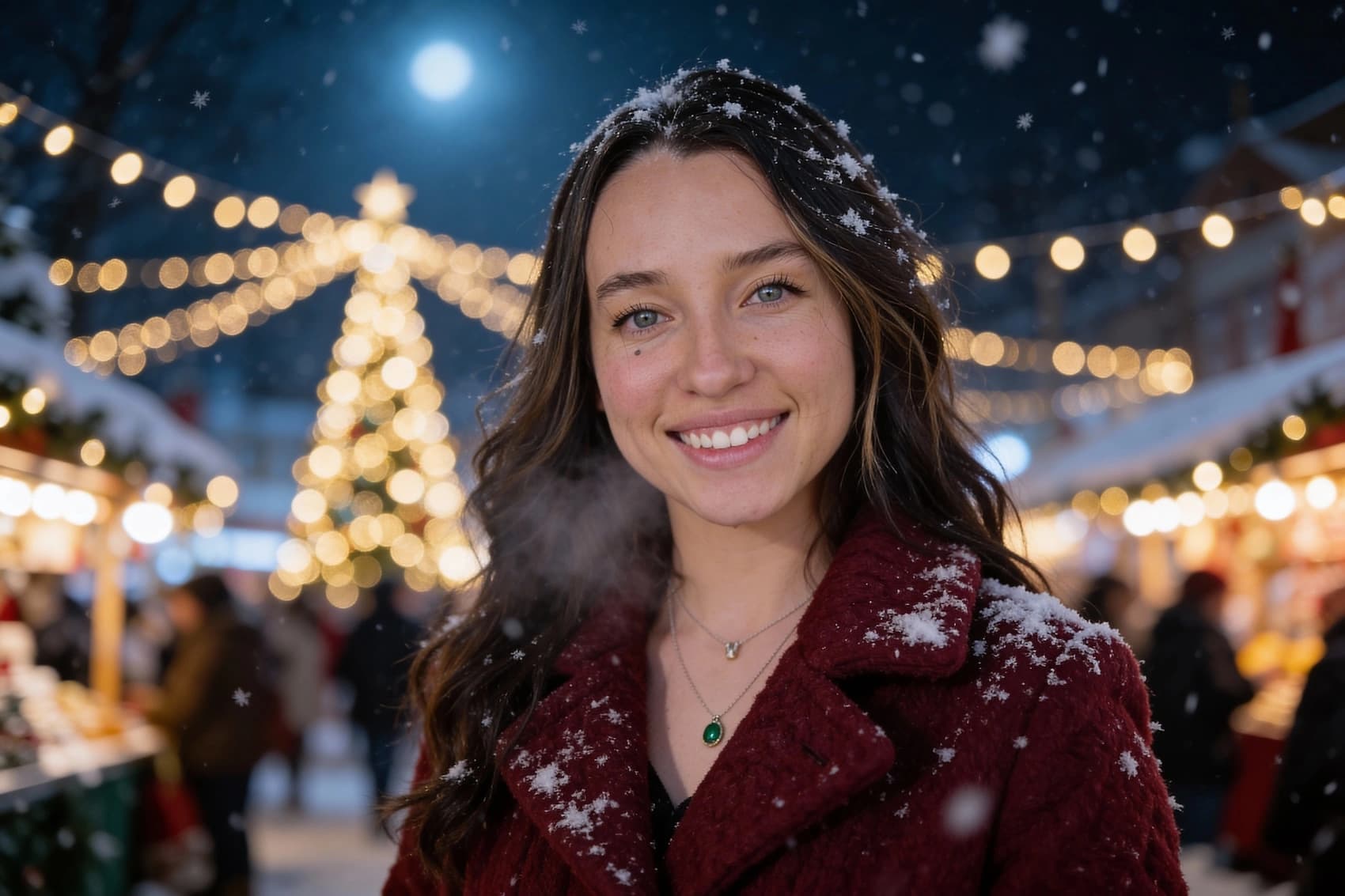 Example: portrait in a Christmas market scene