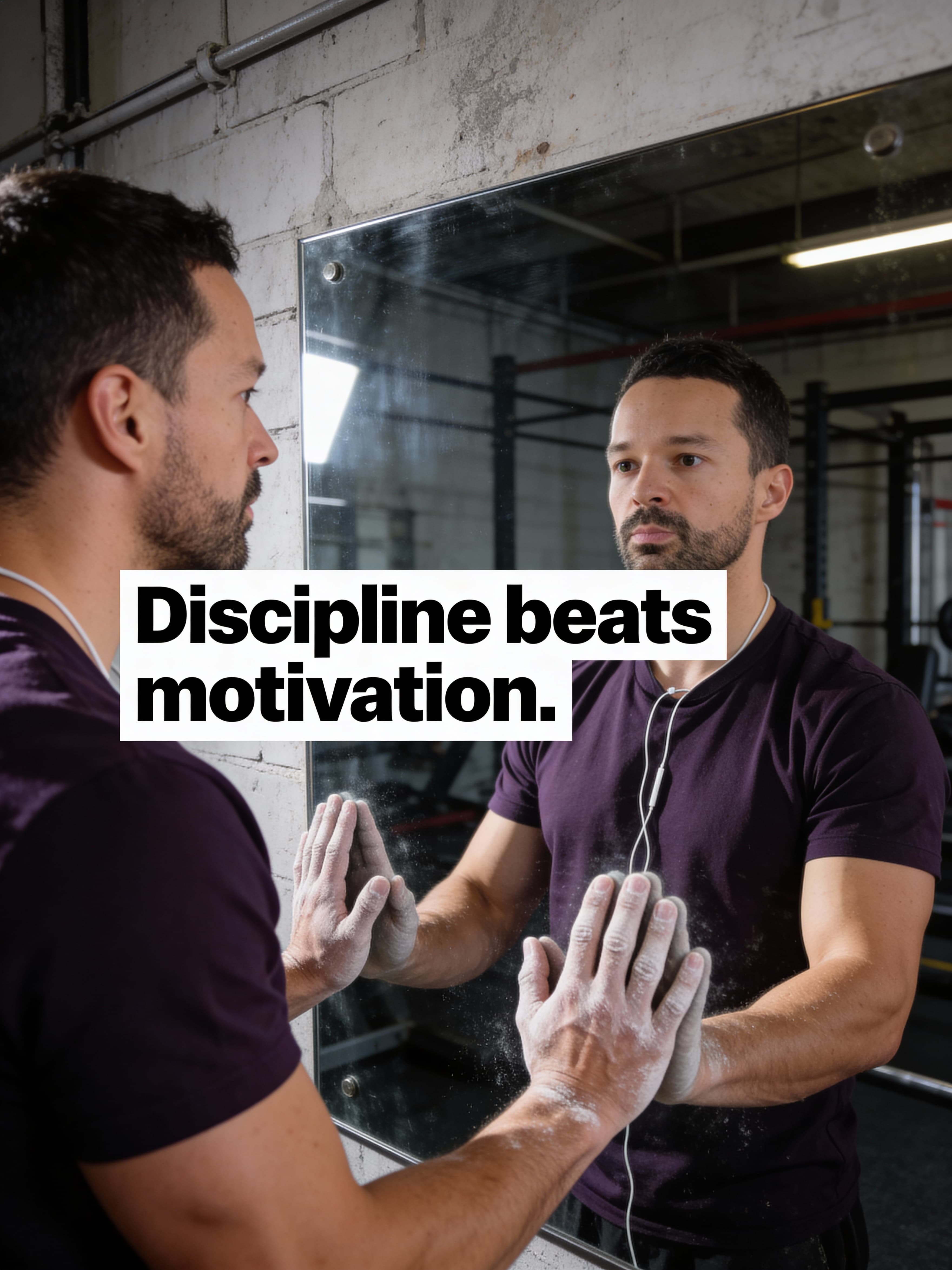 Example: gritty gym portrait with bold text