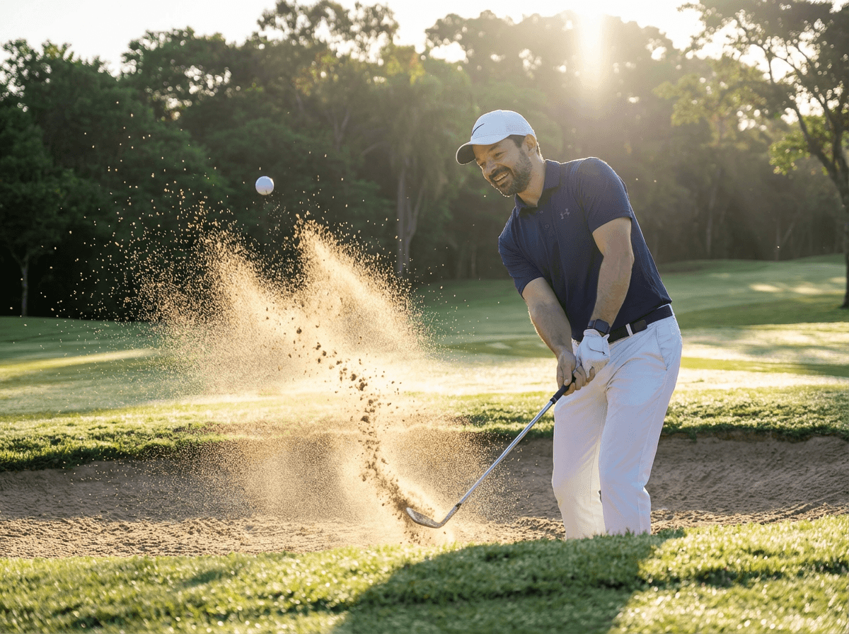 Example: golfer portrait on a green at golden hour