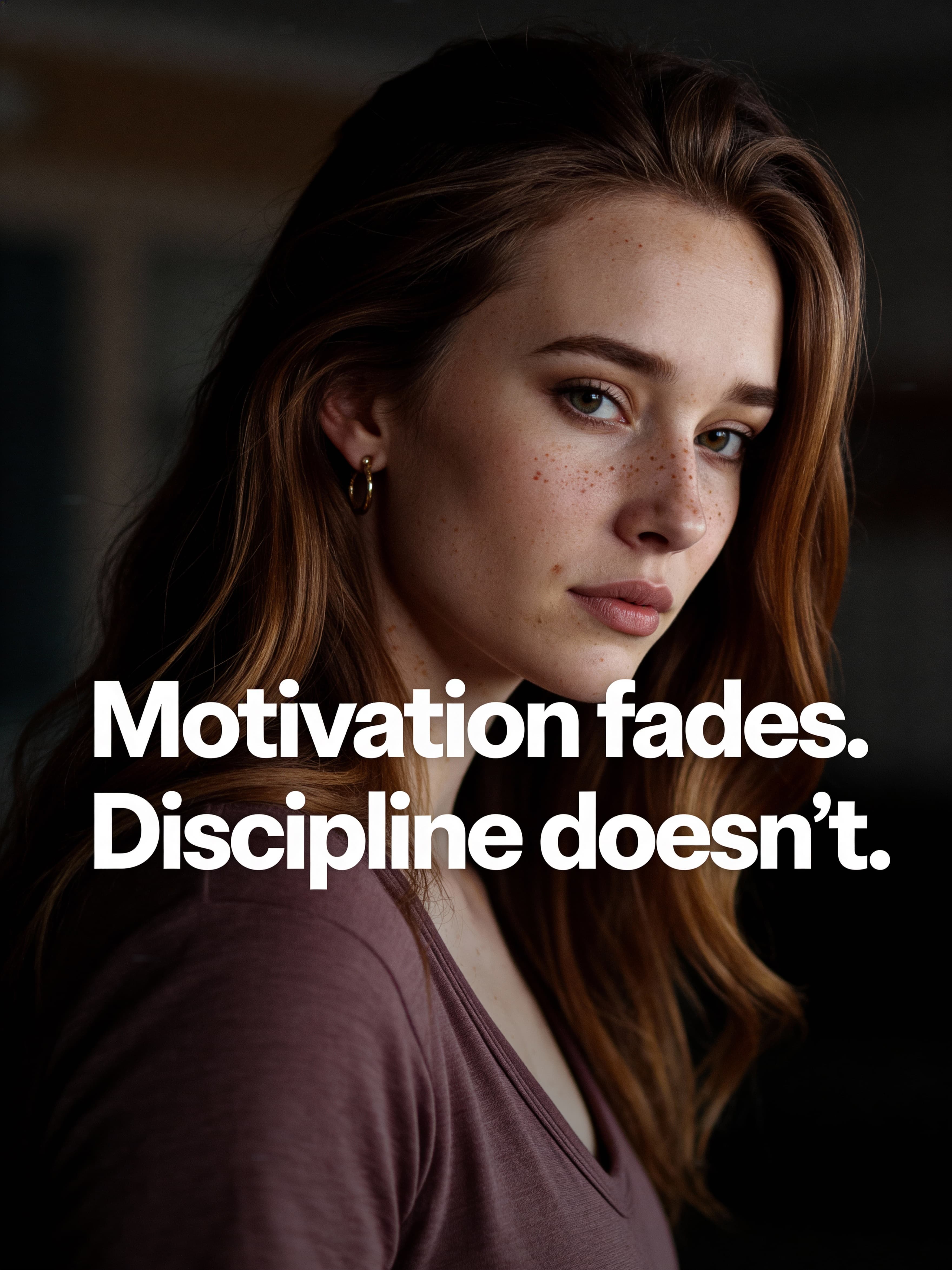 Example: cinematic portrait with motivational overlay text