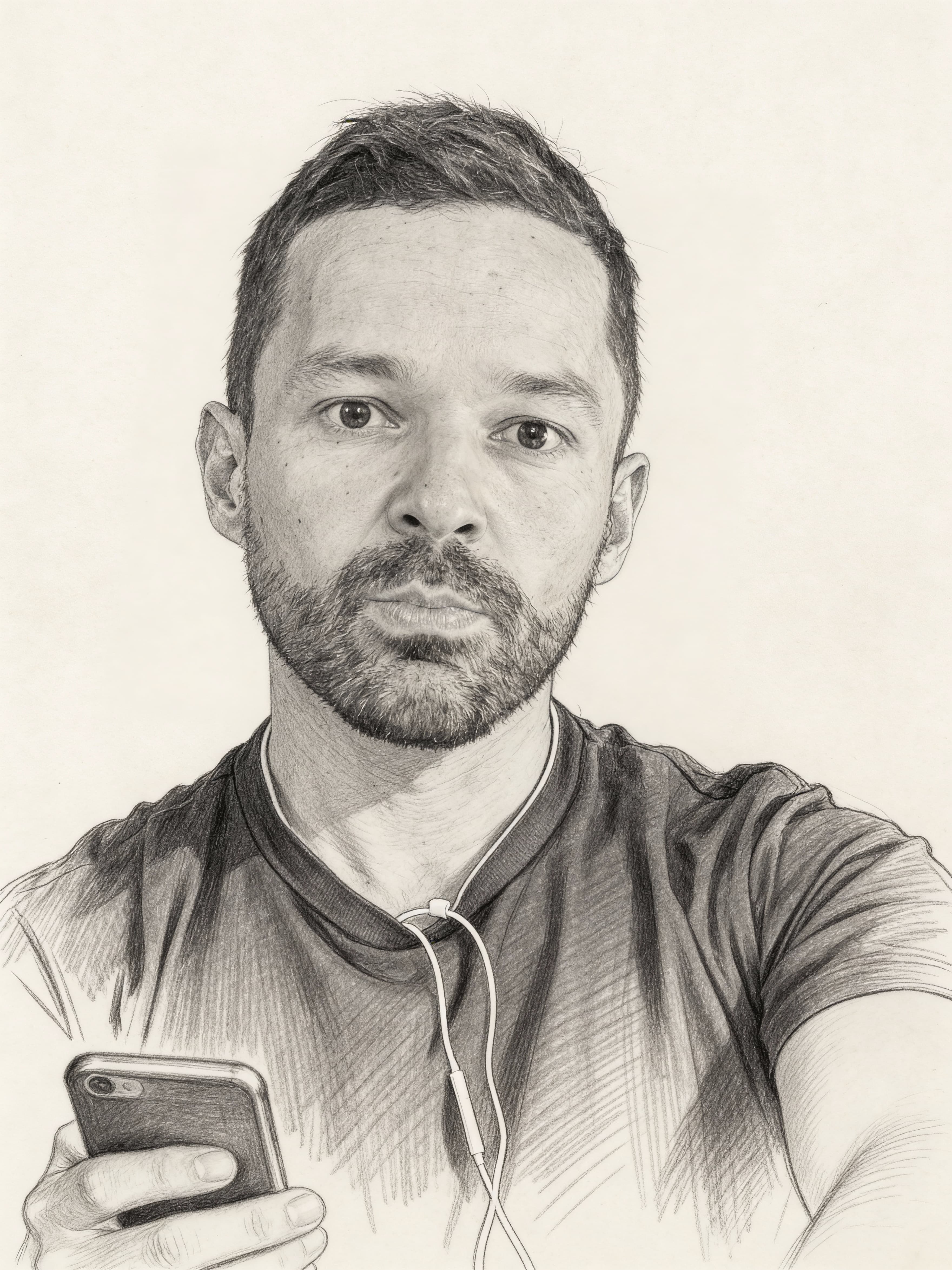 Example: pencil sketch portrait on paper