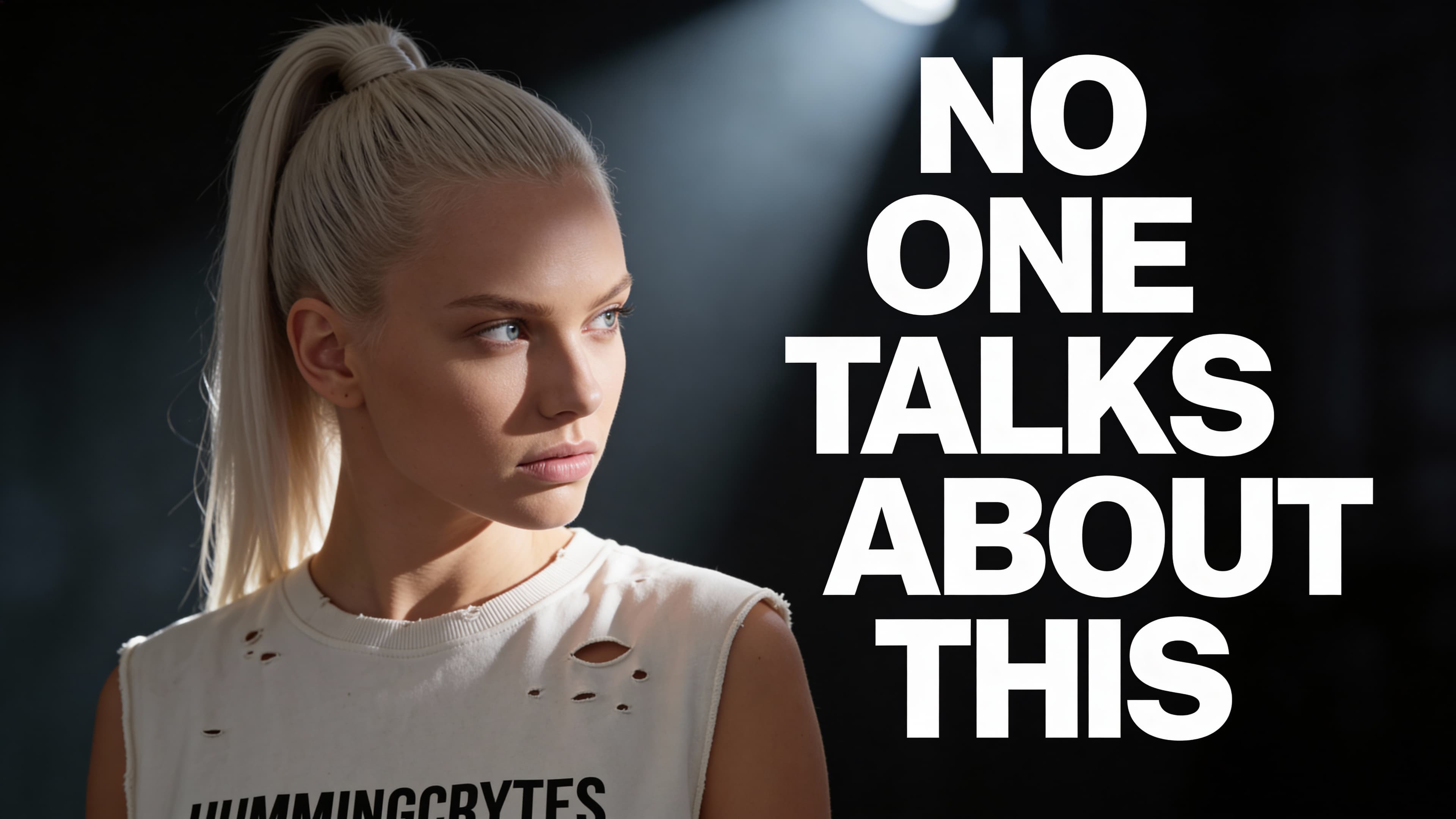 Example: moody YouTube thumbnail with bold headline