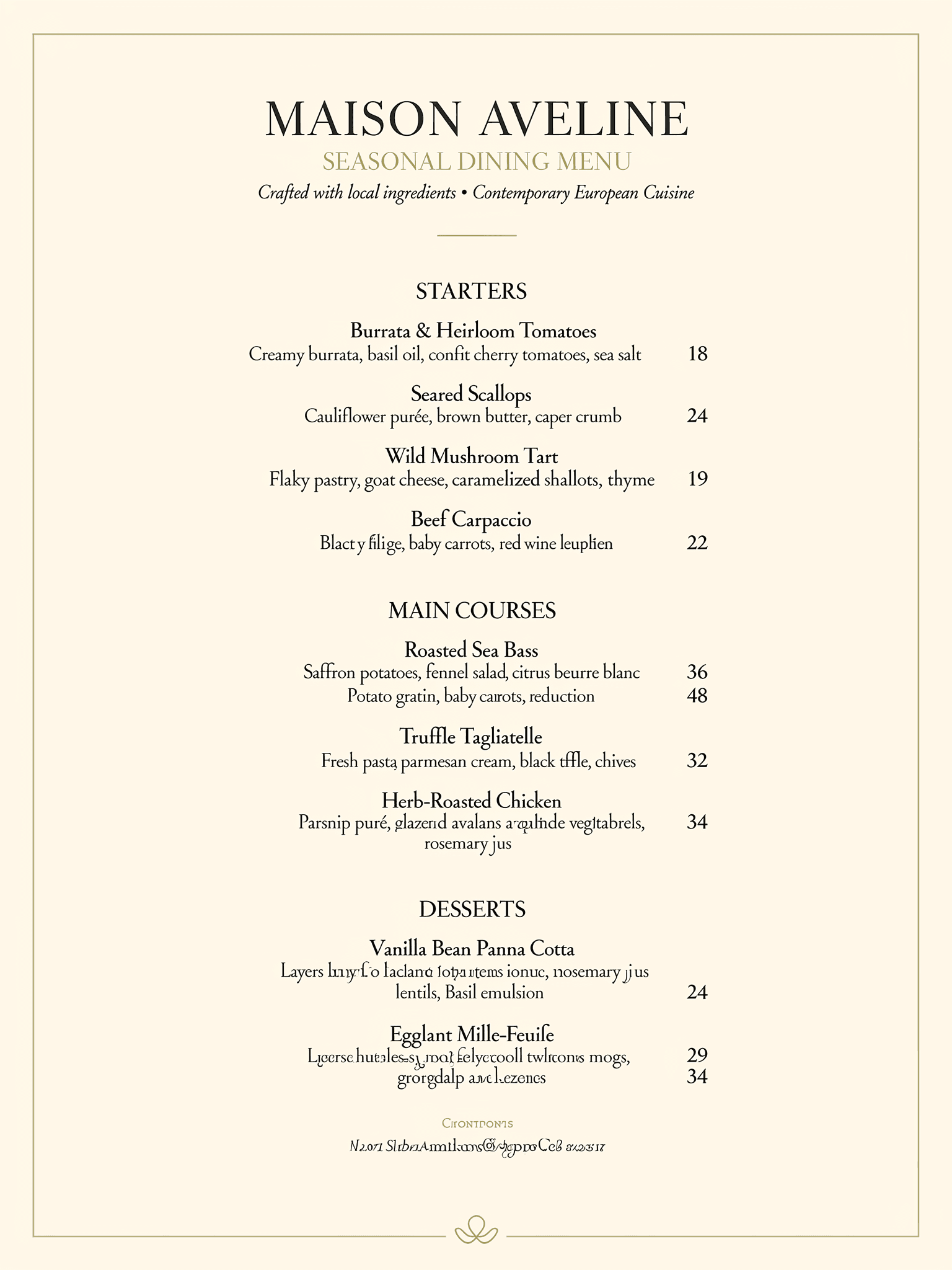 Seasonal dining menu editorial layout benchmark by FLUX.2 Flex