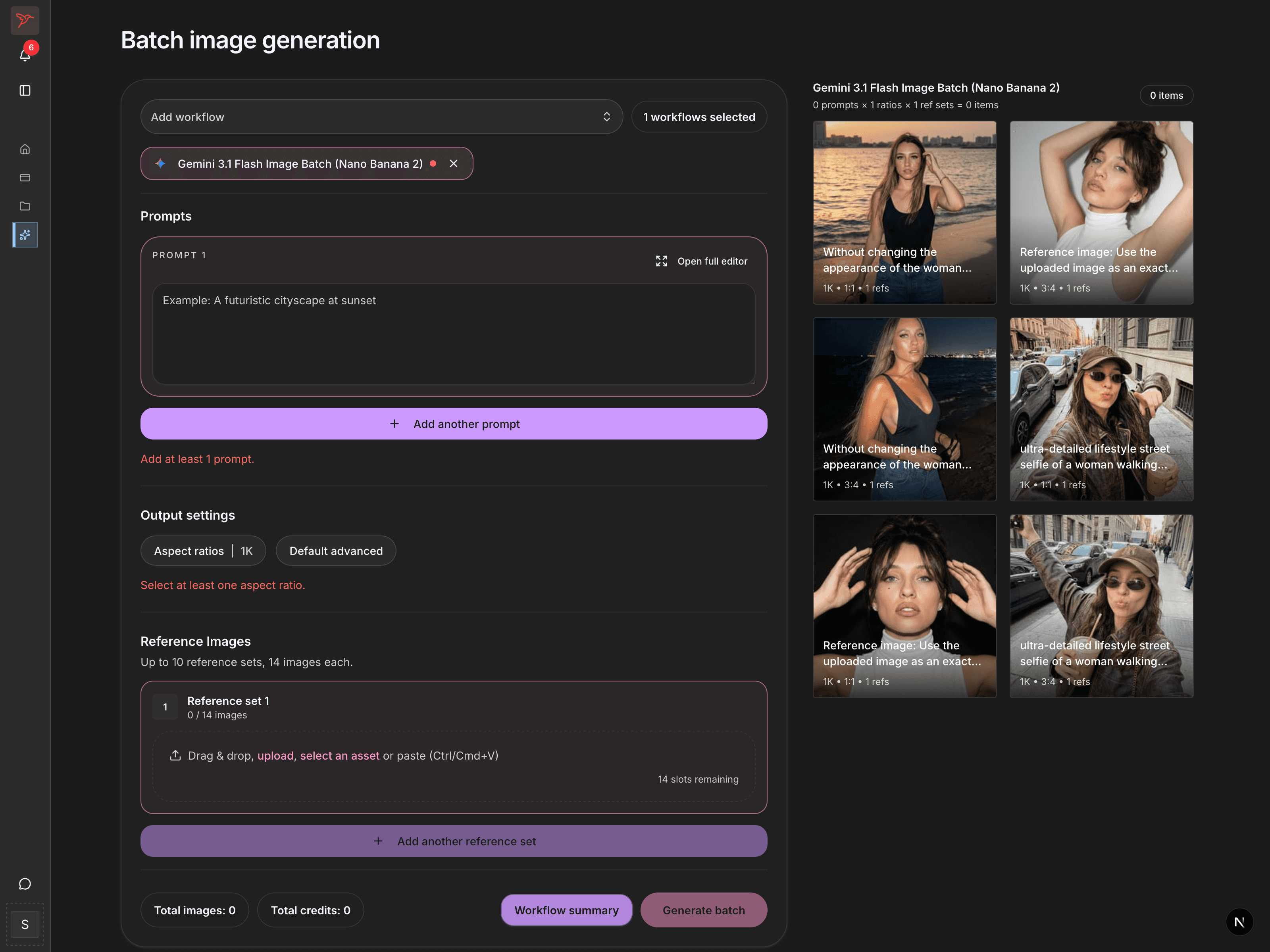 Gemini Batch Image Generation interface