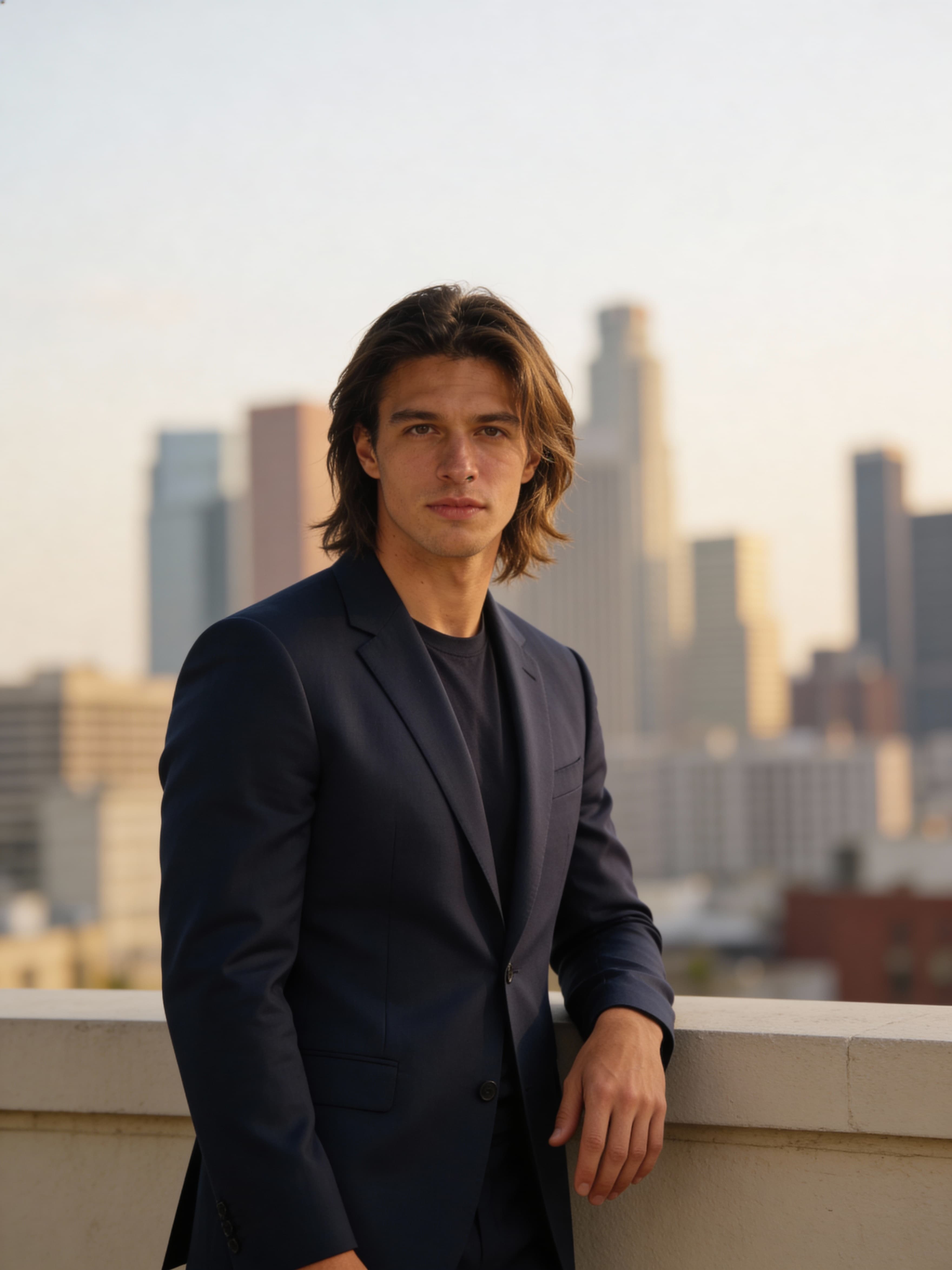 Example: luxury real estate headshot with urban backdrop