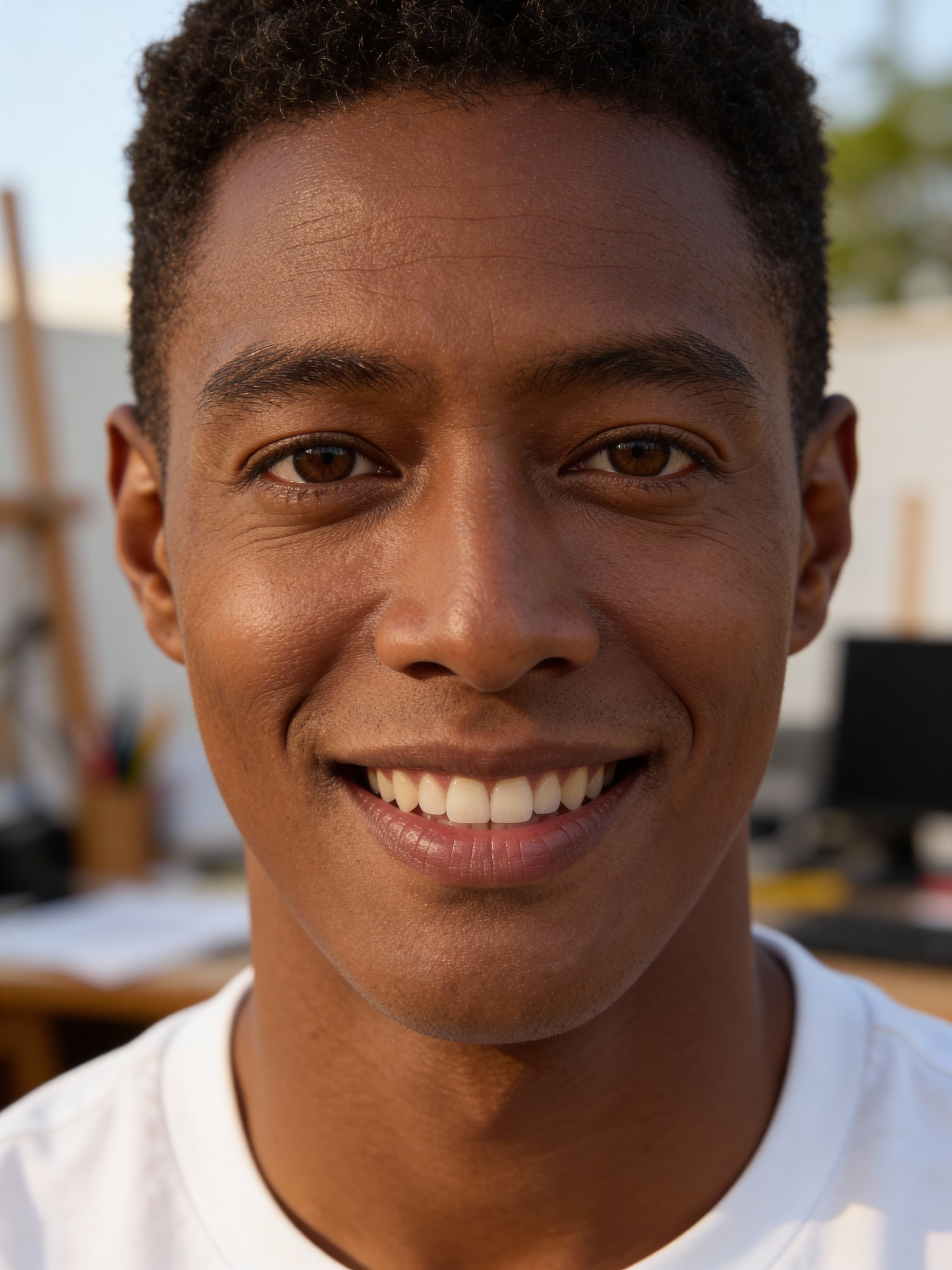 Example: warm bokeh headshot portrait