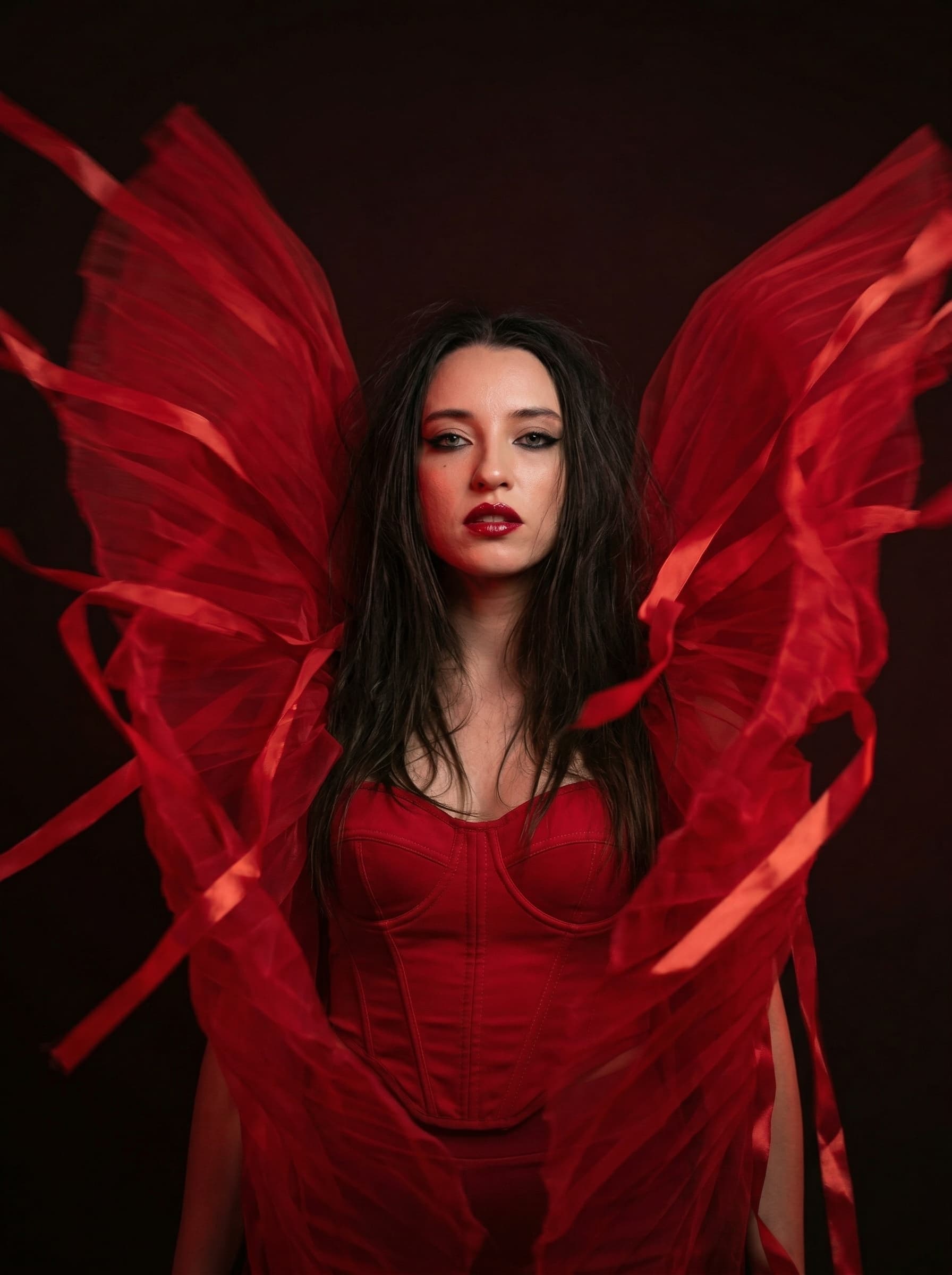 Example: crimson demonic wings portrait