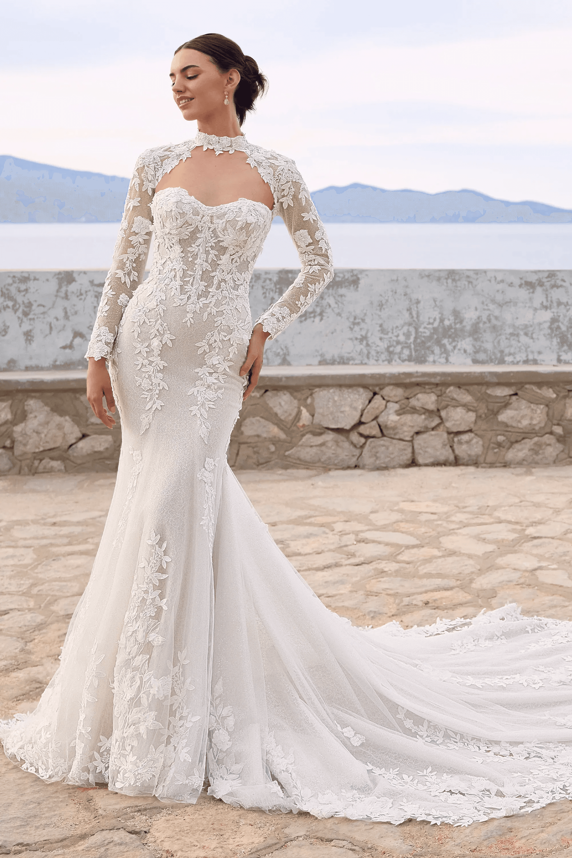 Bridal gown reference for Provence lavender bridal gown portrait