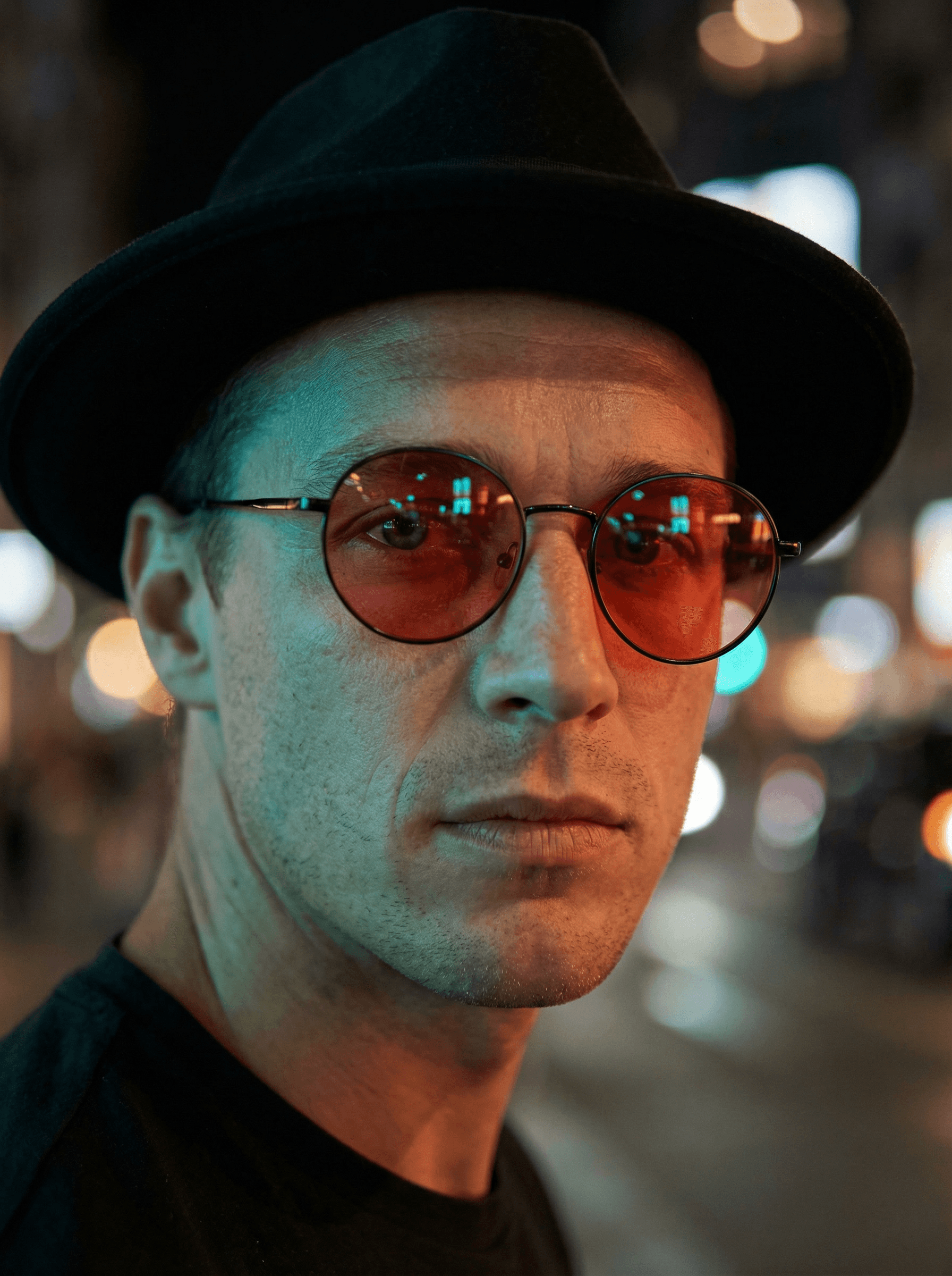 Example: teal orange nightcity portrait