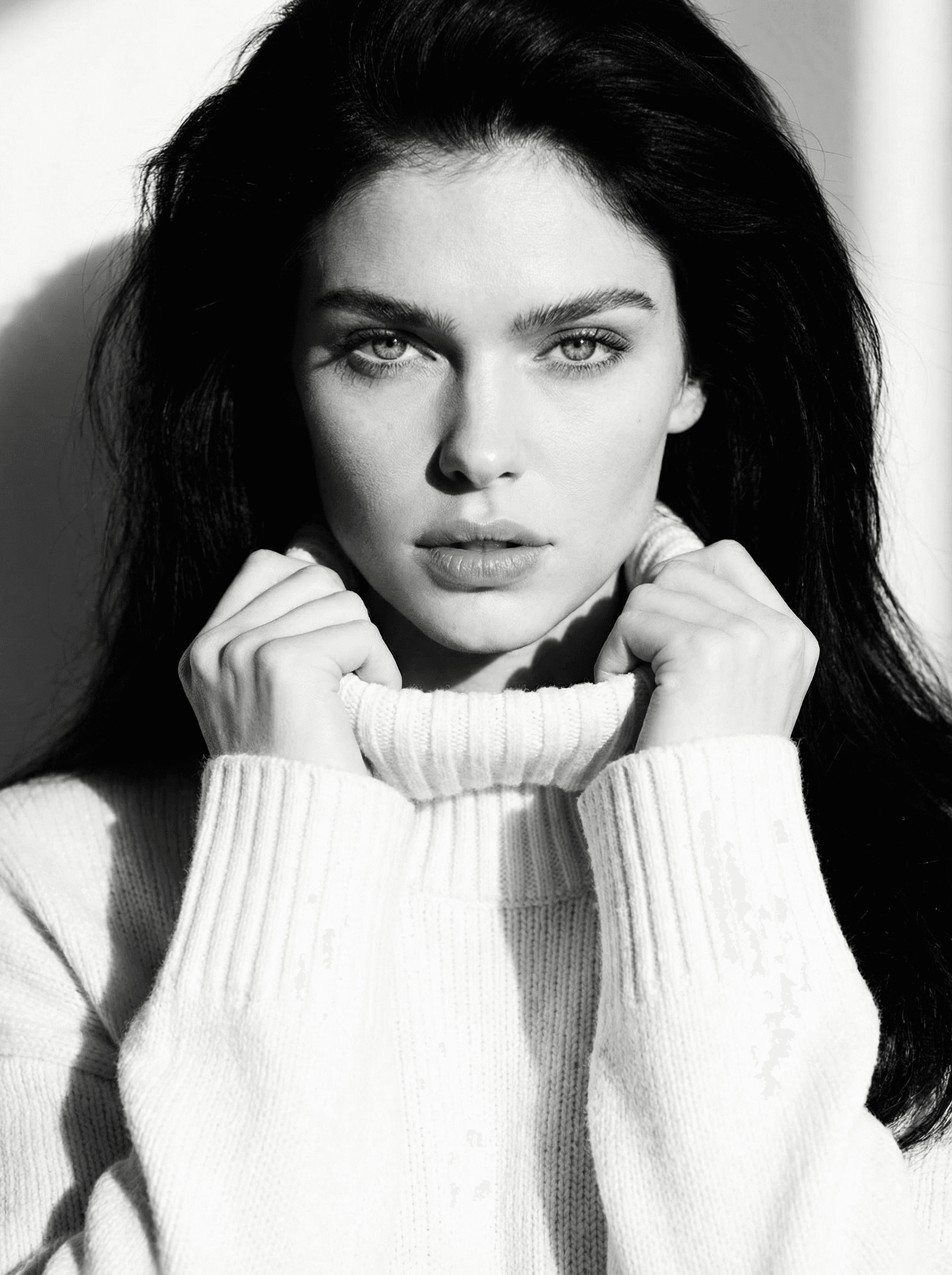 Example: Black White Knit Sweater Editorial Portrait
