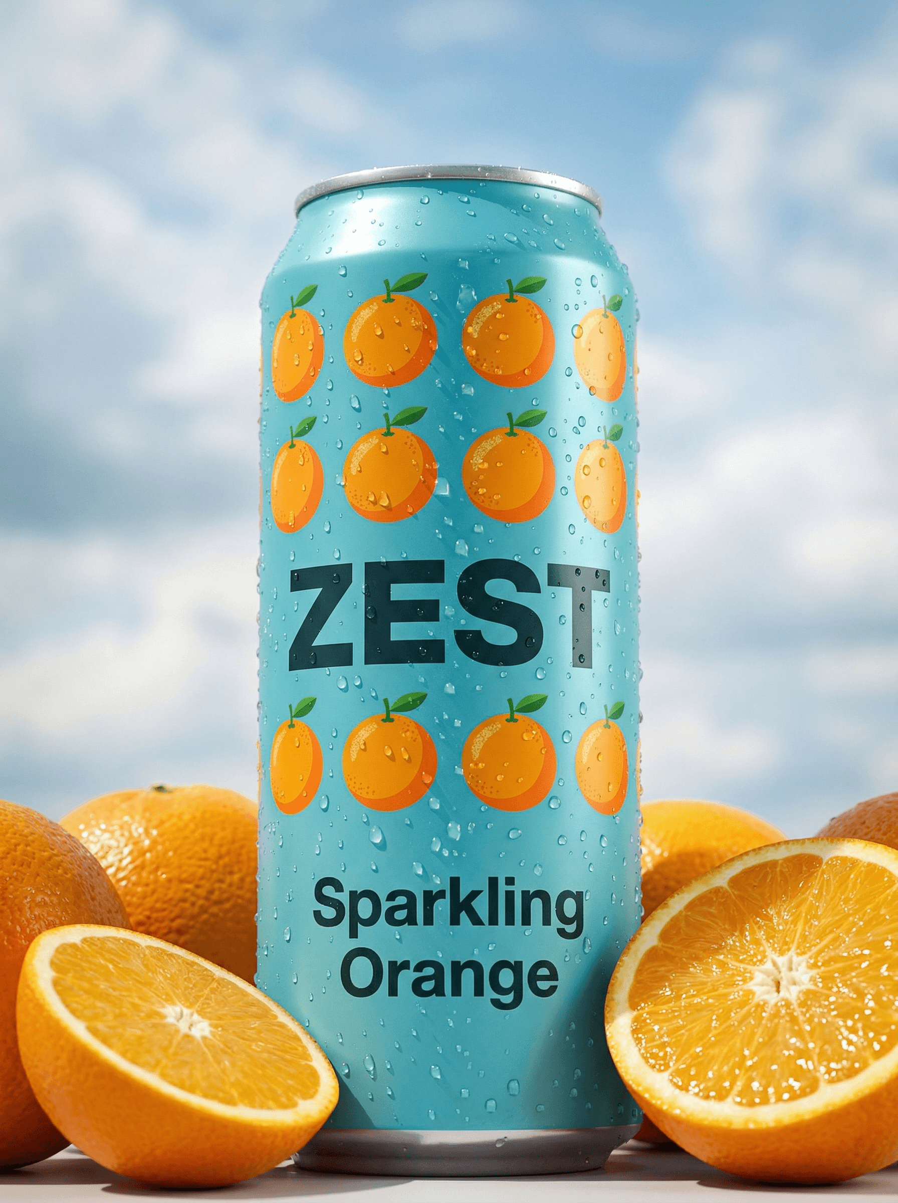 Example: citrus soda can product shot