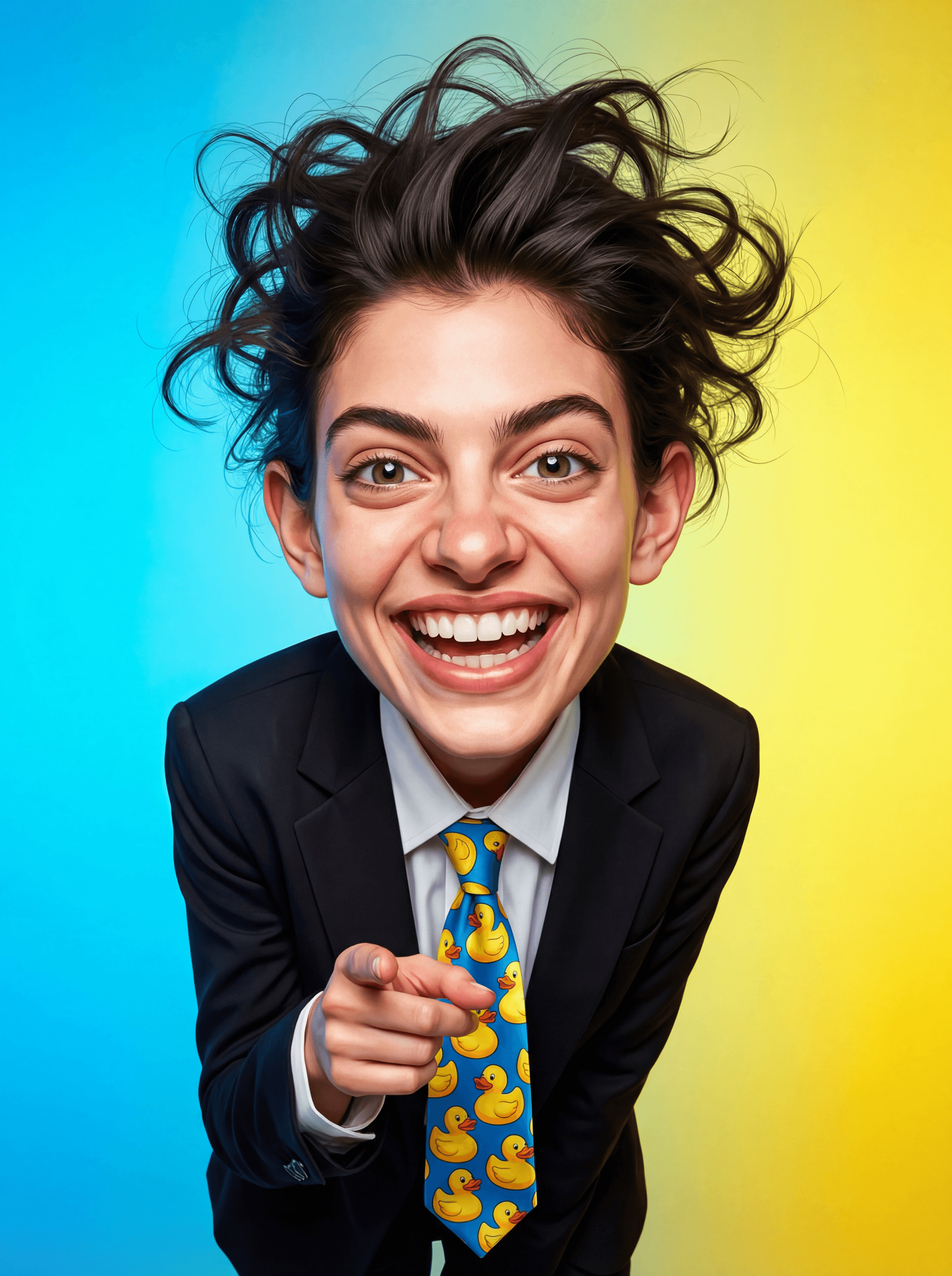 Funny hyperrealistic caricature portrait hero image