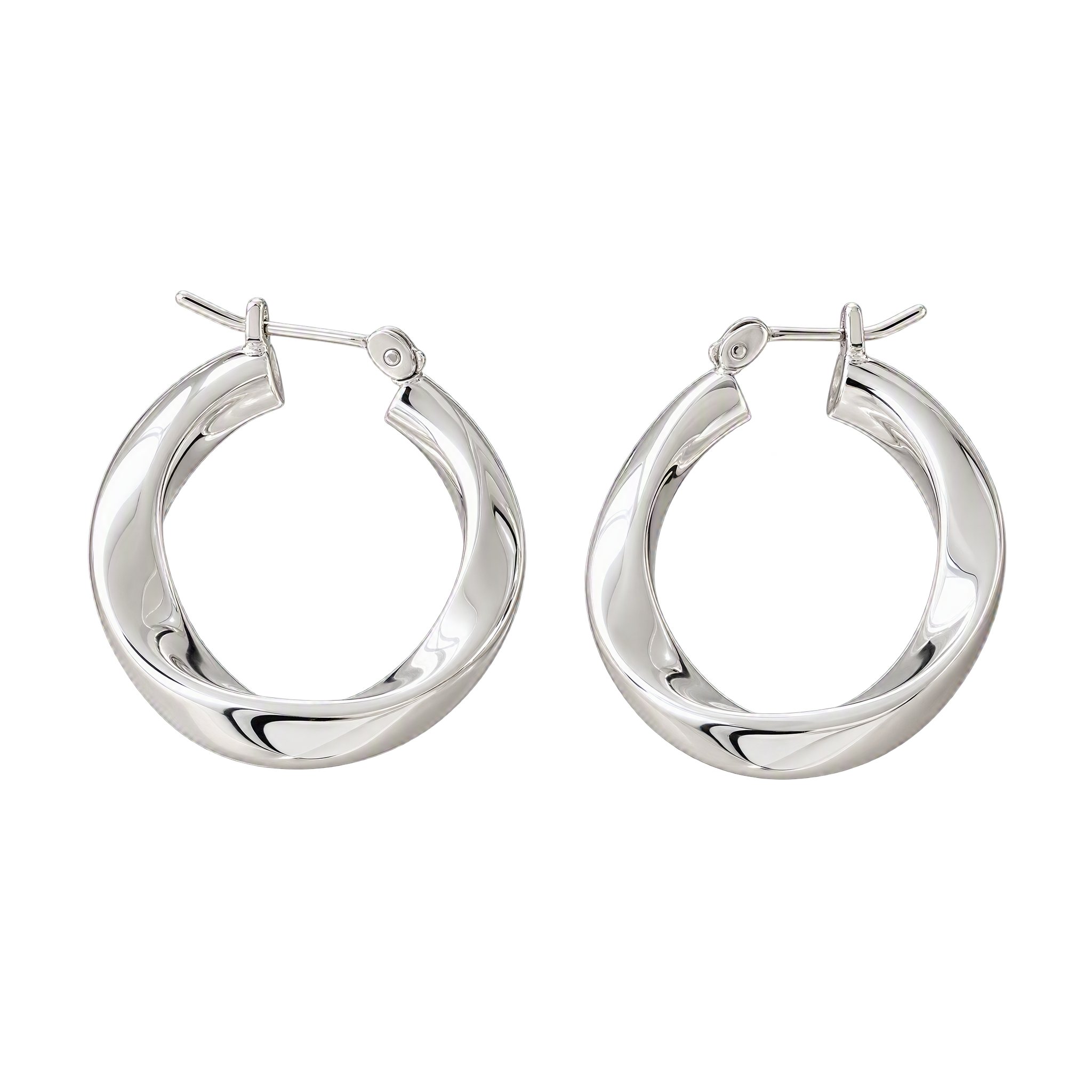 Silver hoop earrings on a white marketplace background