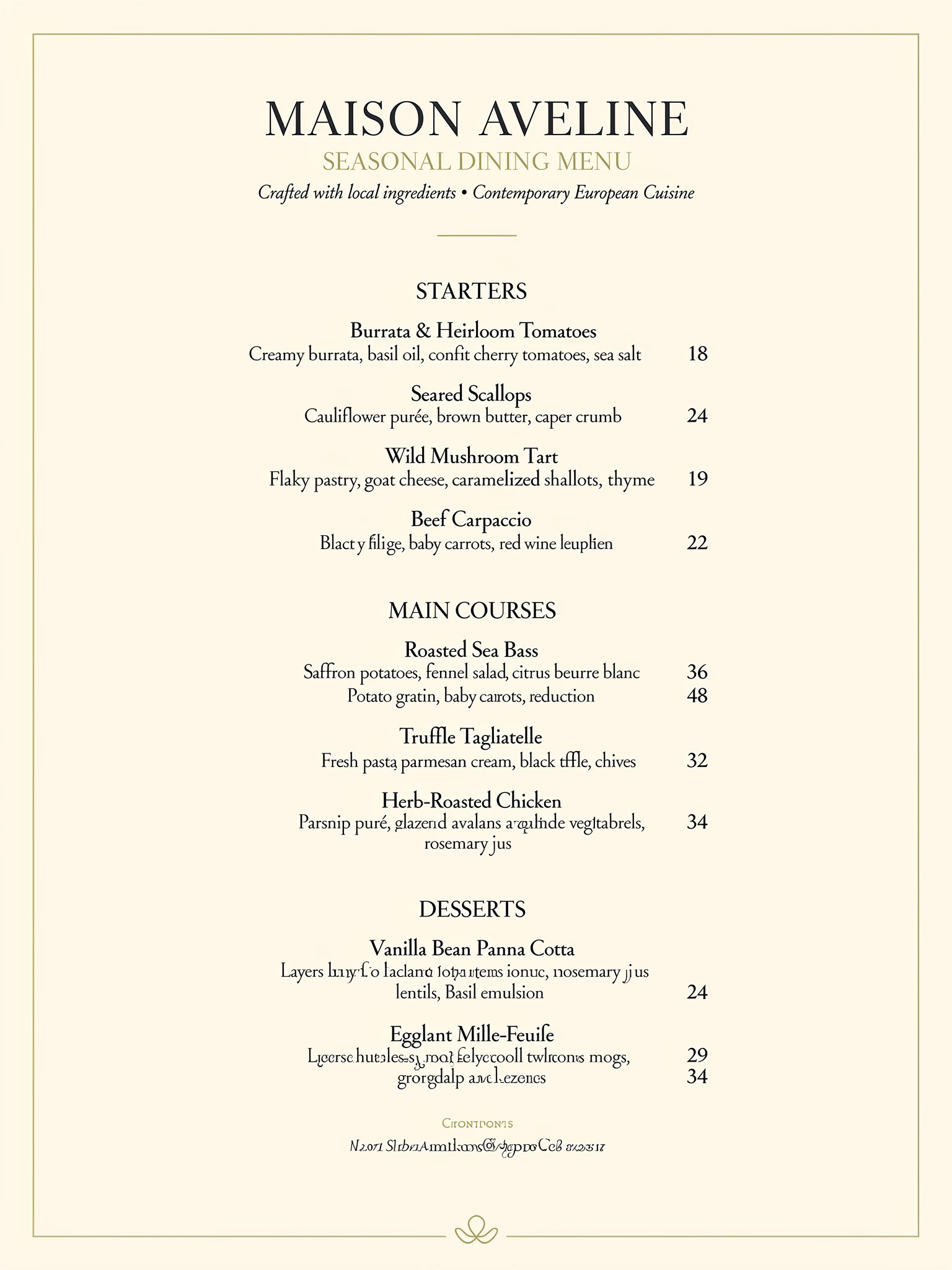 Seasonal dining menu editorial layout benchmark by FLUX.2 Flex