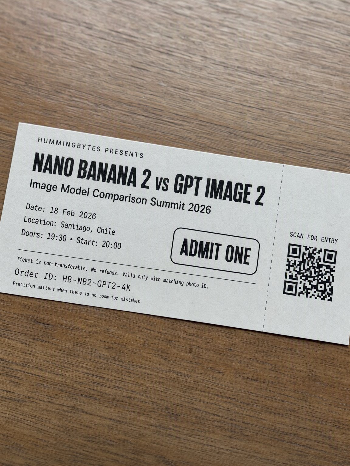 Exact ticket wording, generated with GPT Image 2