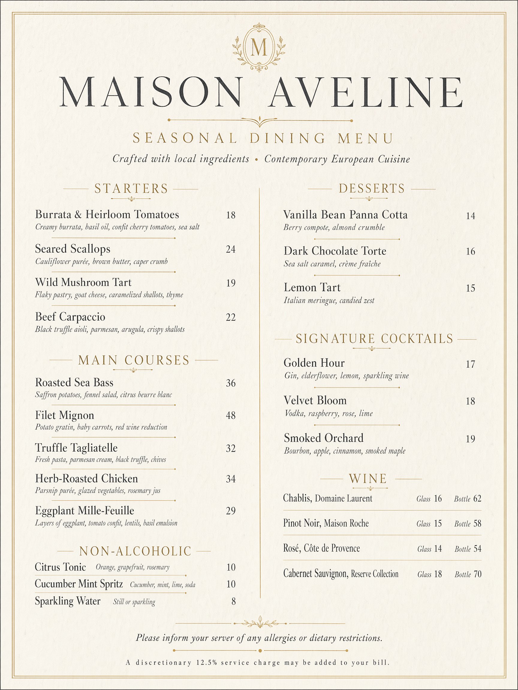 Restaurant menu editorial layout generated by GPT Image 2