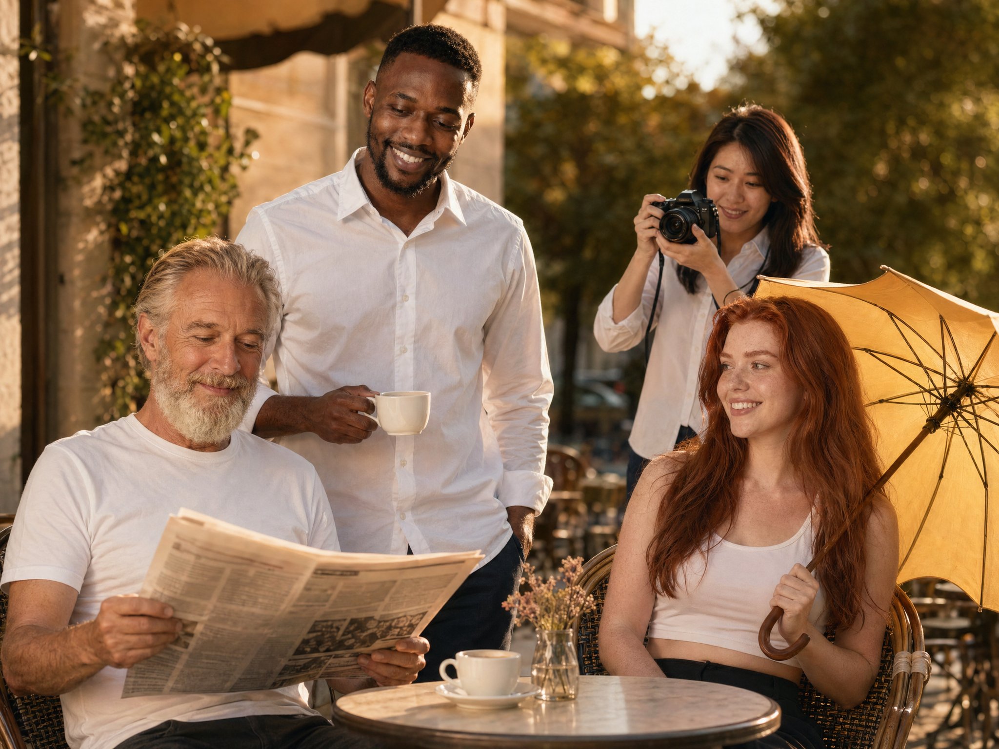 Four-reference character composition generated by GPT Image 2