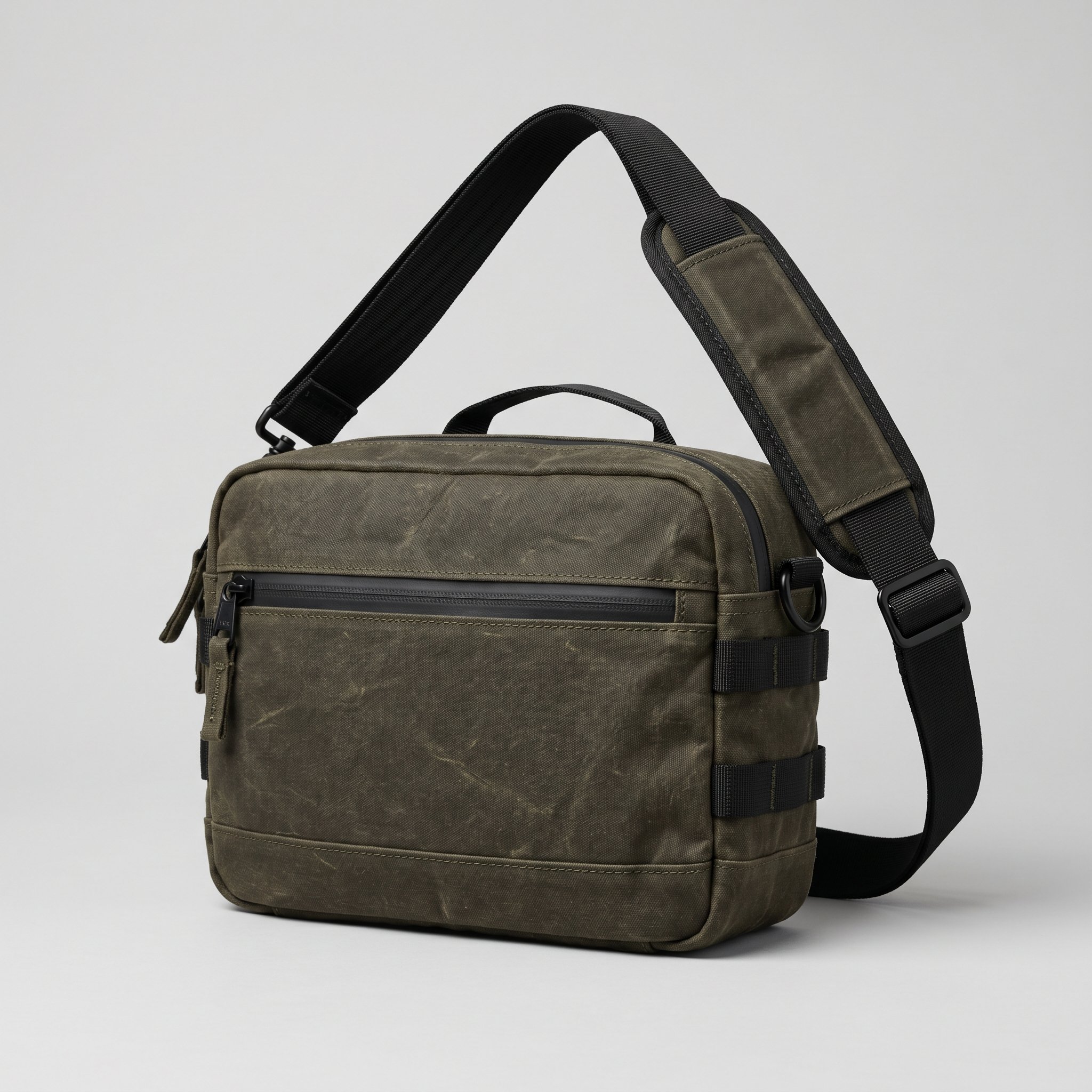 Waxed canvas camera sling reference for background swap test