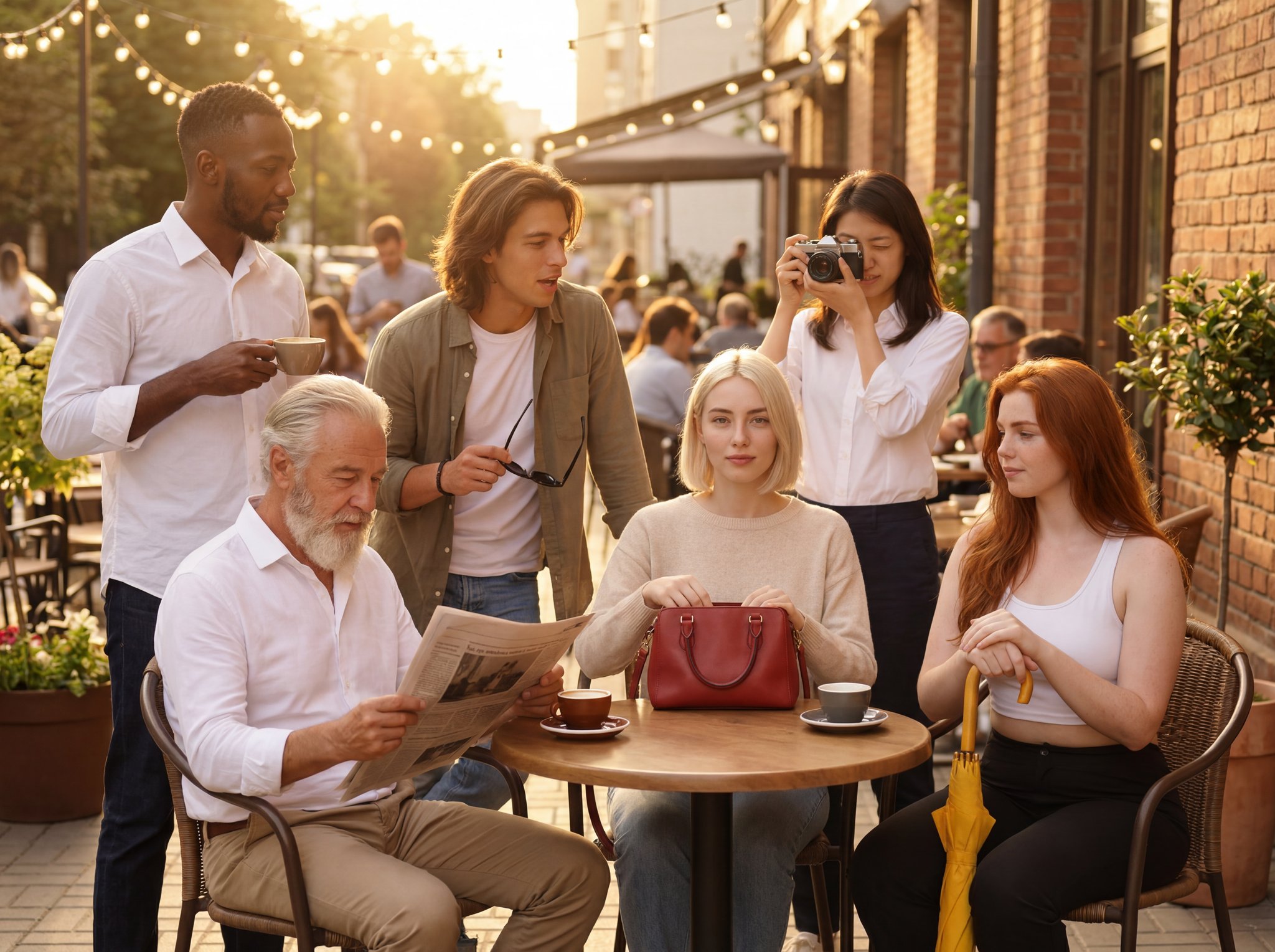 Six-person object mapping generated by Nano Banana 2