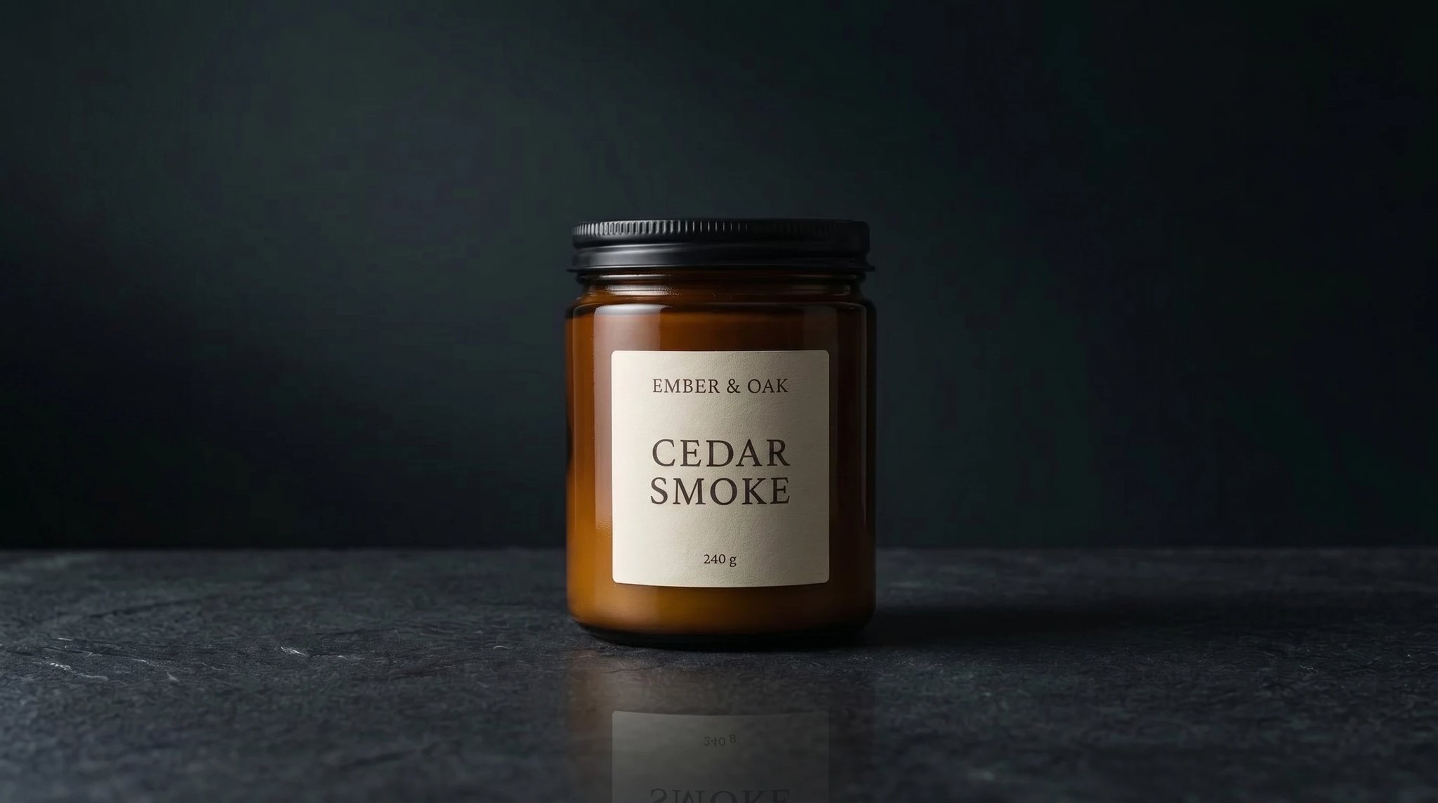 Imagen de referencia del frasco de vela EMBER & OAK CEDAR SMOKE para movimiento guiado