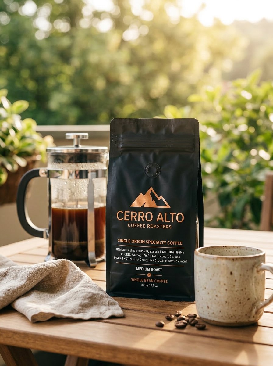 Coffee bag in a dark espresso bar