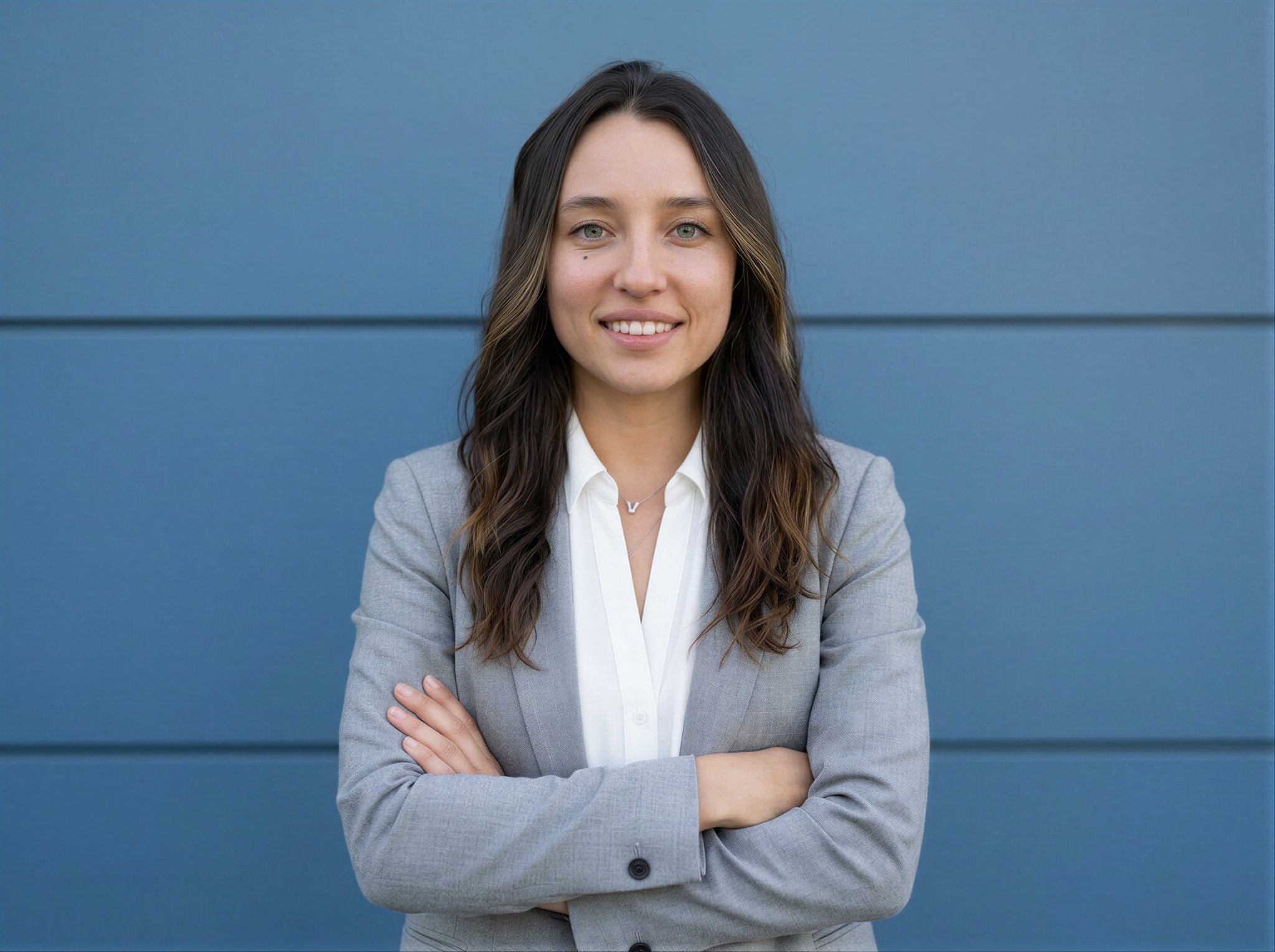 Professional real estate portrait. A reference-led brand portrait that keeps the subject recognizable while shifting wardrobe, posture, and setting into a polished marketing-ready frame.