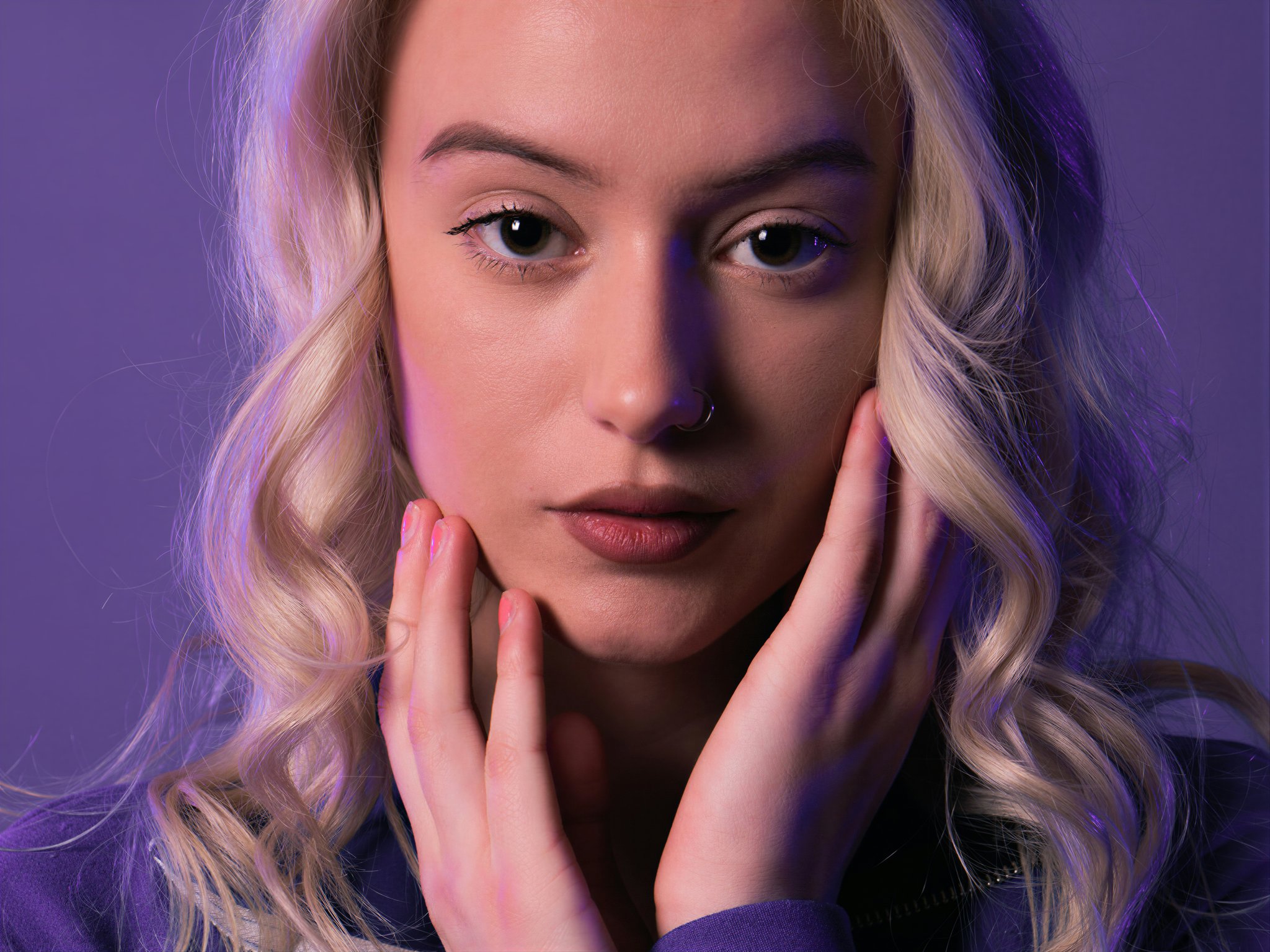 Purple portrait headshot after upscale