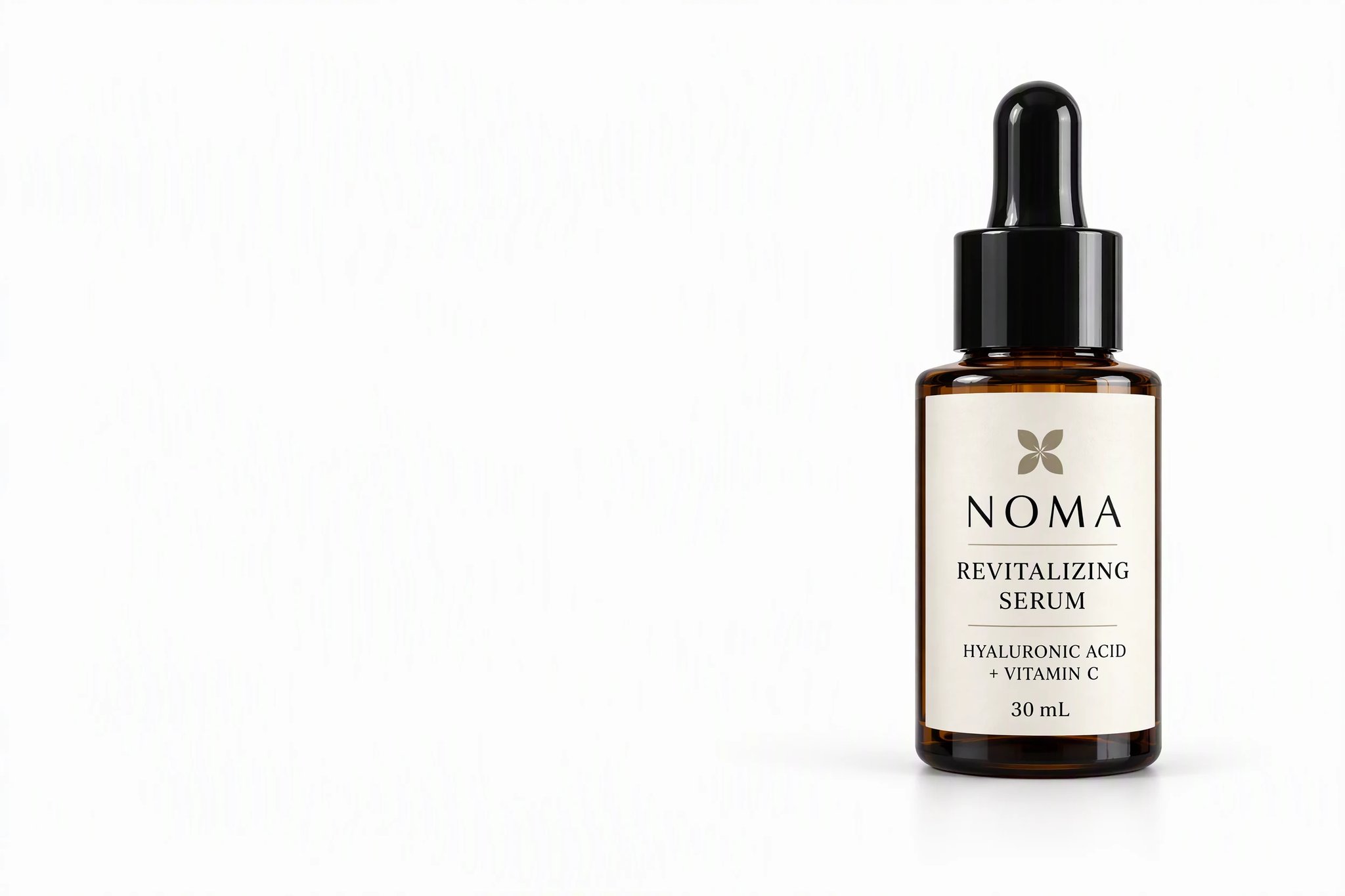 NOMA serum bottle on a pure white background, a listing image