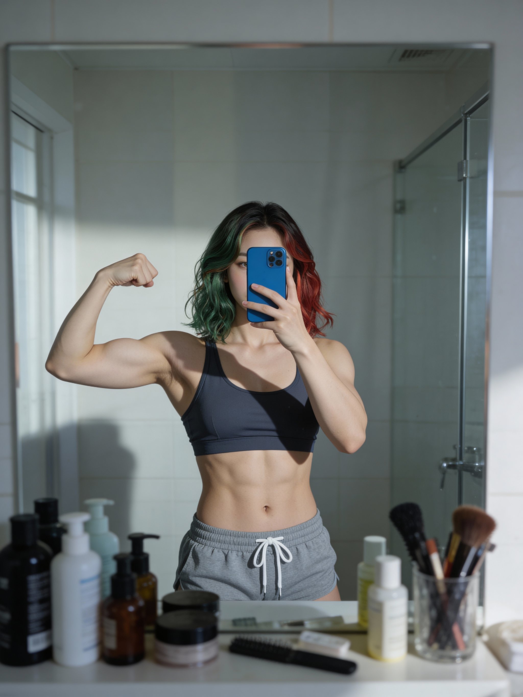 Natural mirror selfie with crisp focus