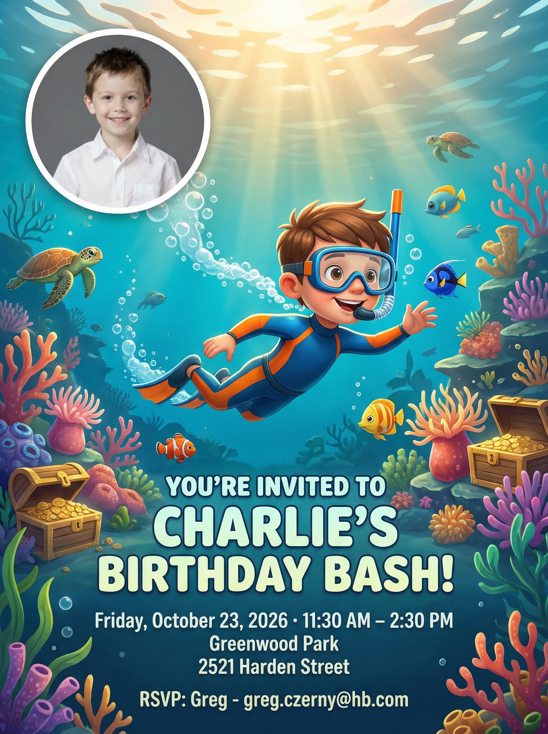 Princess birthday invitation with pastel colors and party details