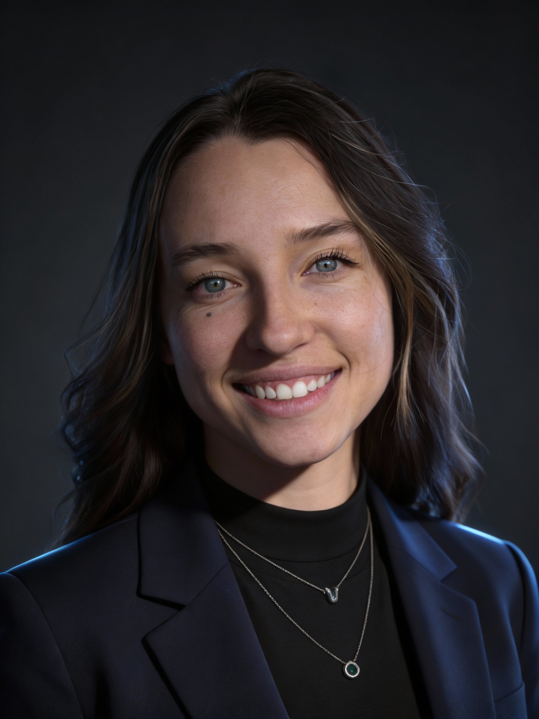 Professional medical-style headshot with studio lighting