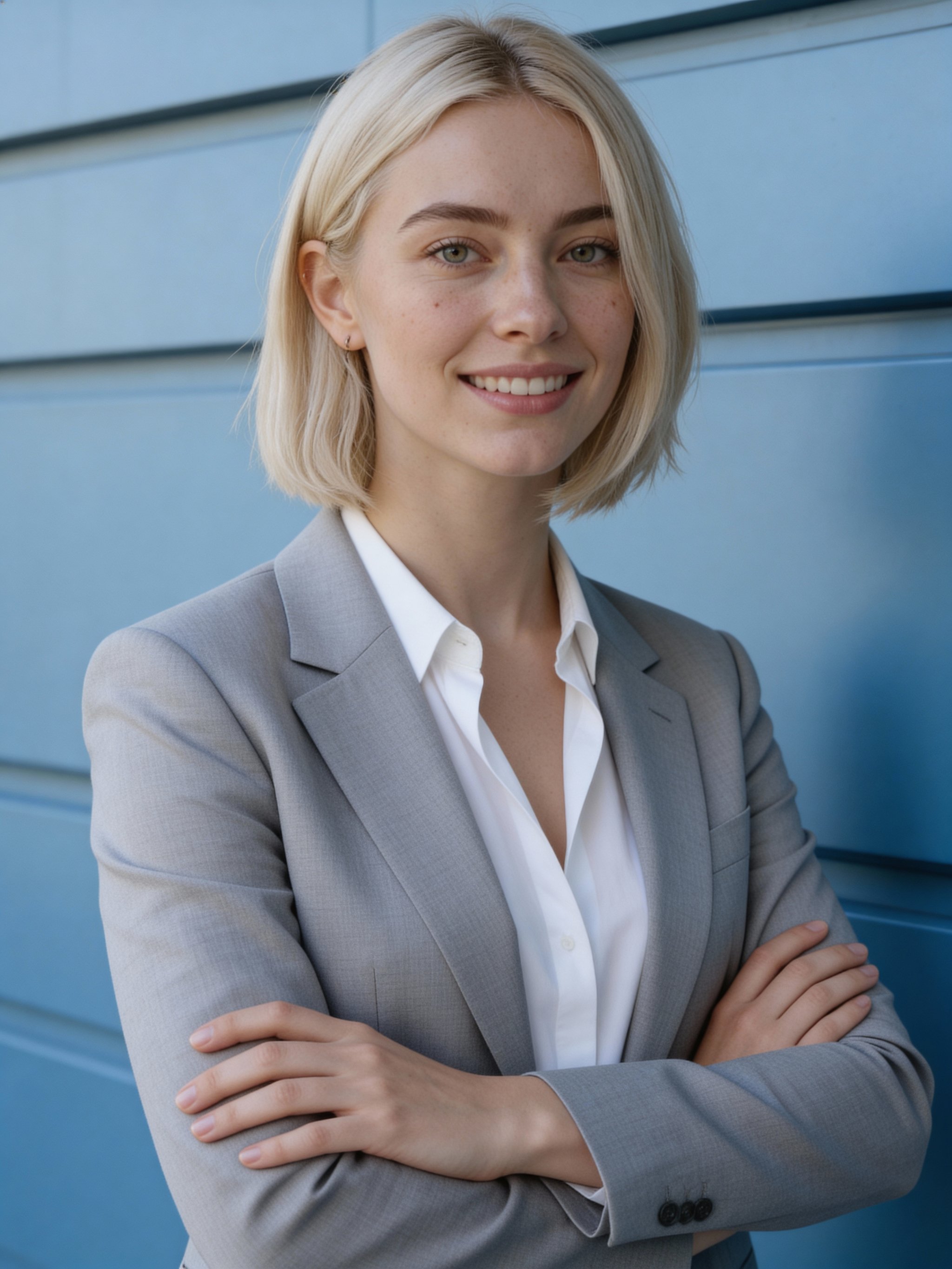 Example: contemporary real estate portrait with blue backdrop