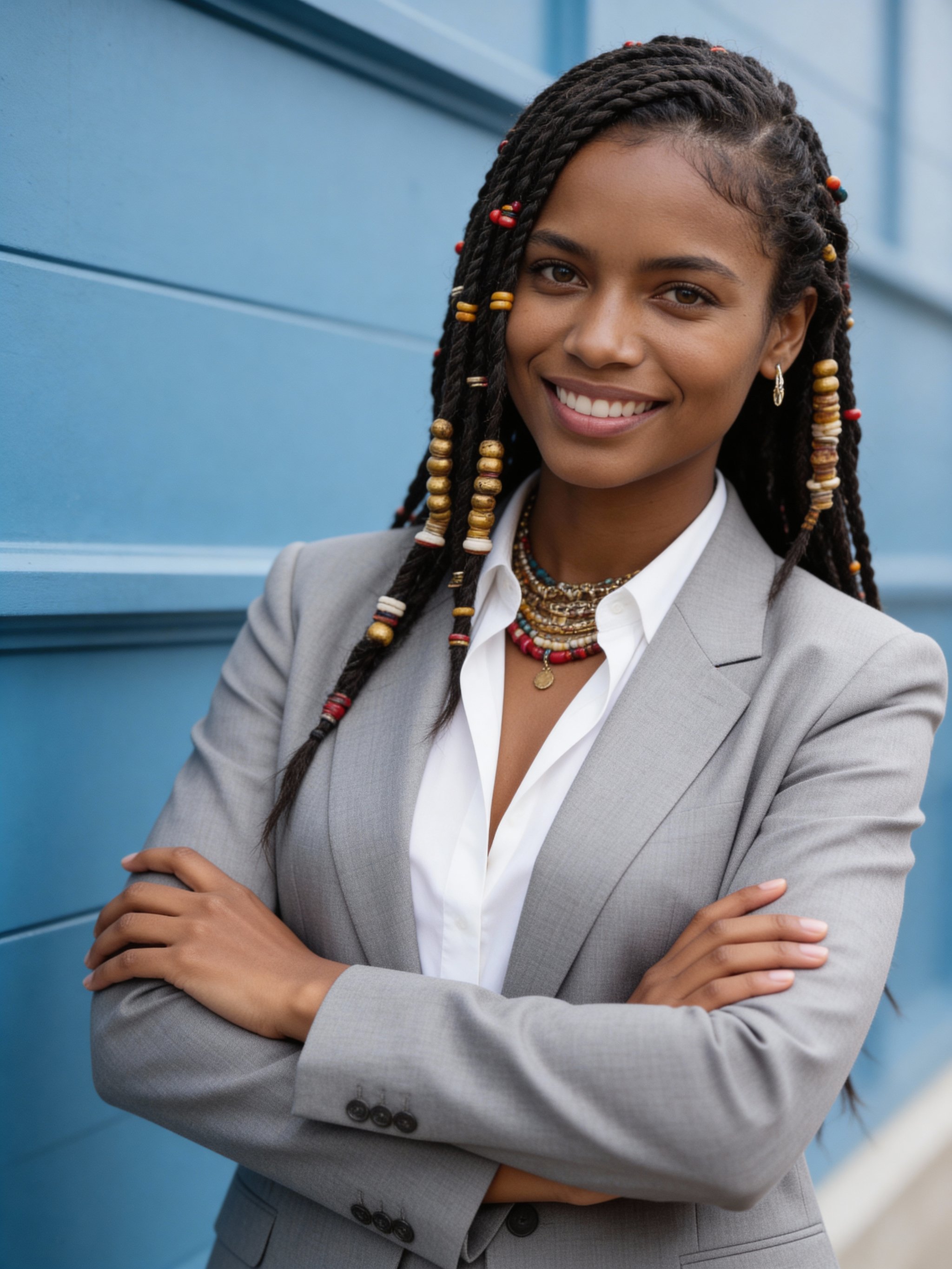 Modern editorial headshot with clear subject separation