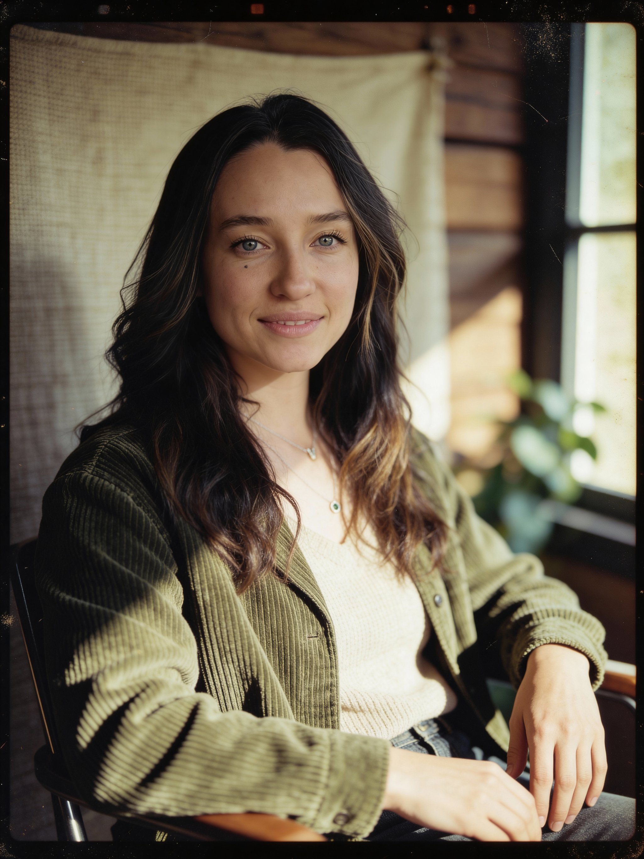 Warm portrait with textured background and soft light