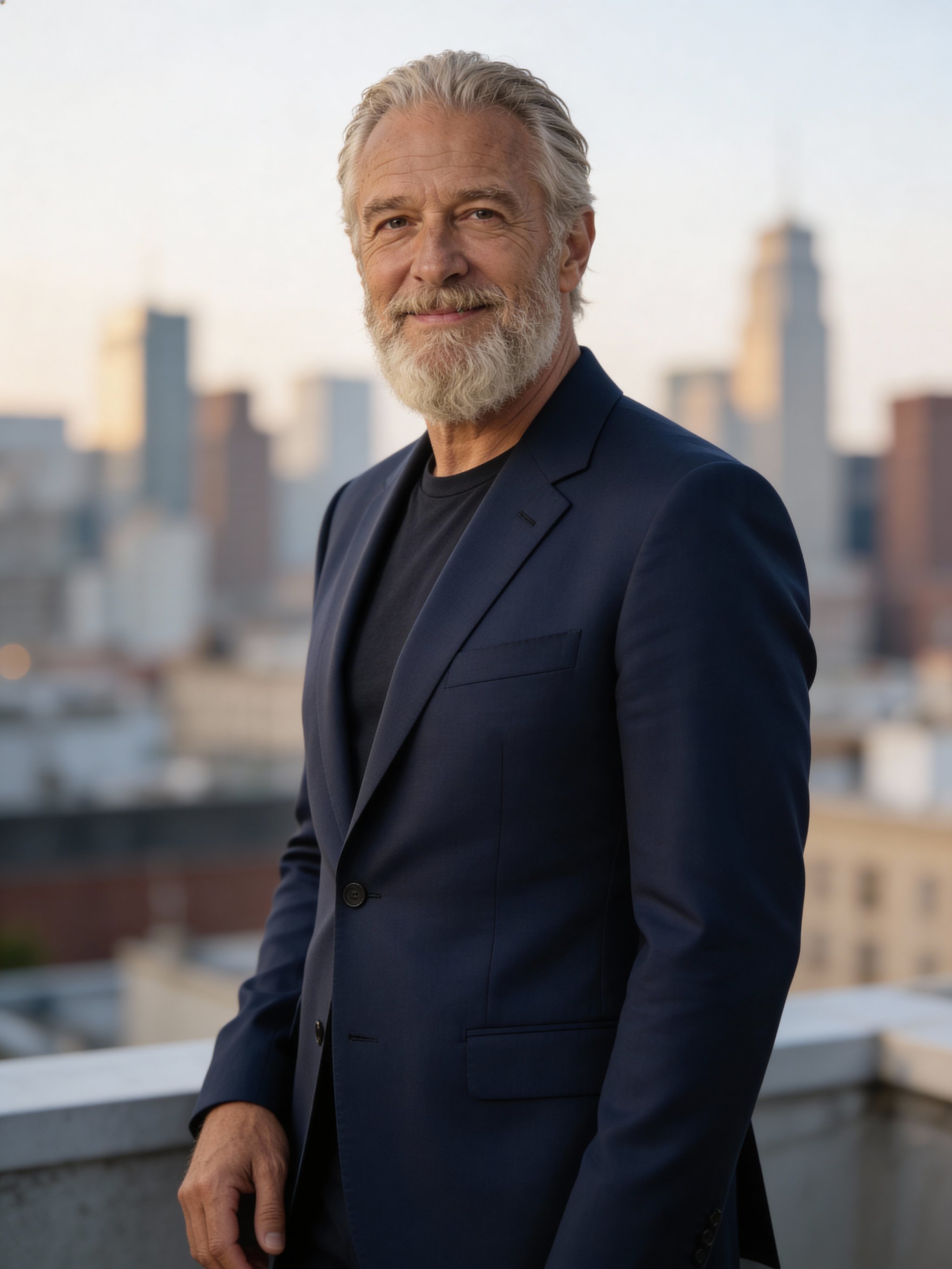 Premium agent portrait with modern urban backdrop
