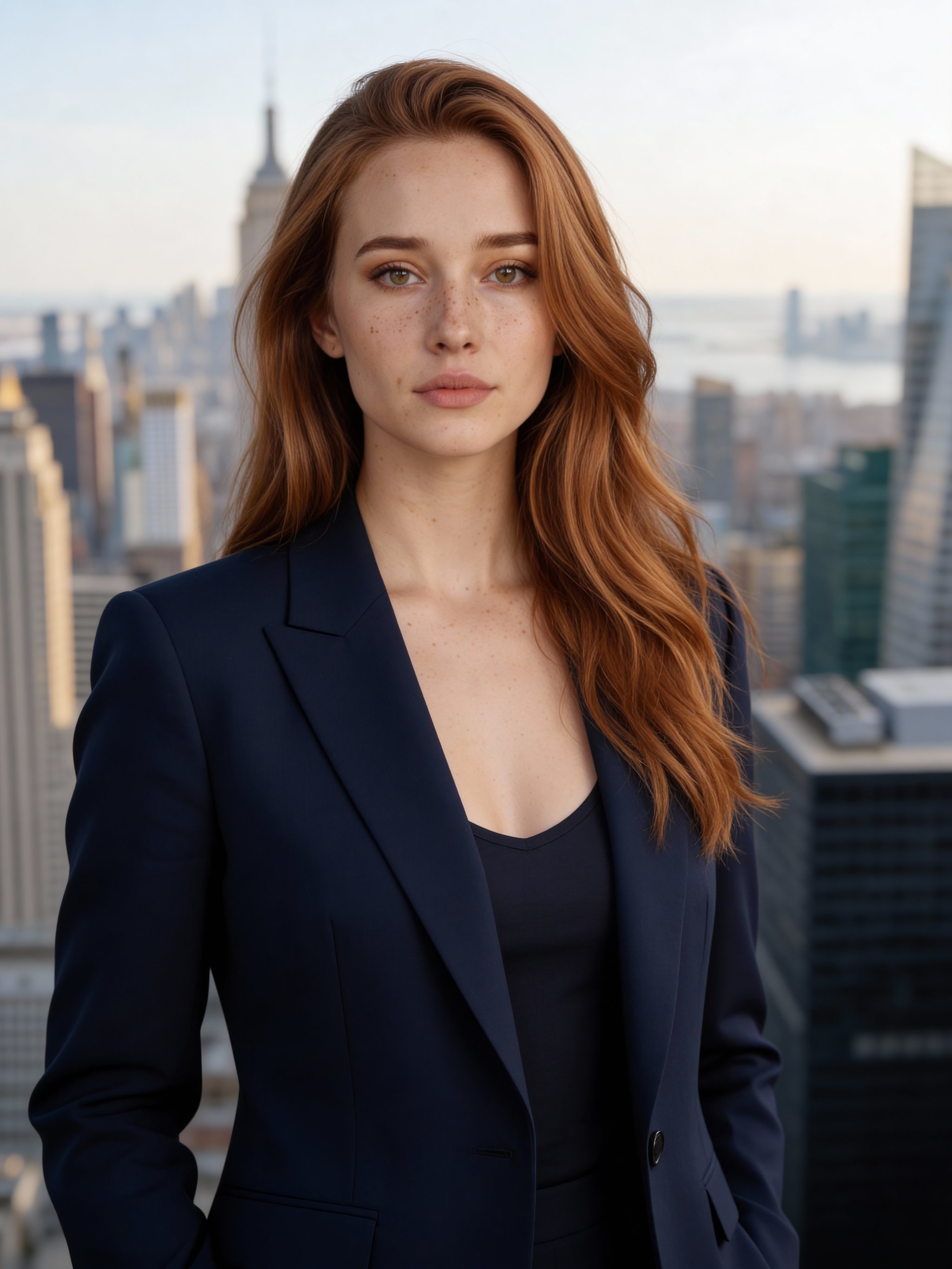 Premium agent portrait with urban city bokeh