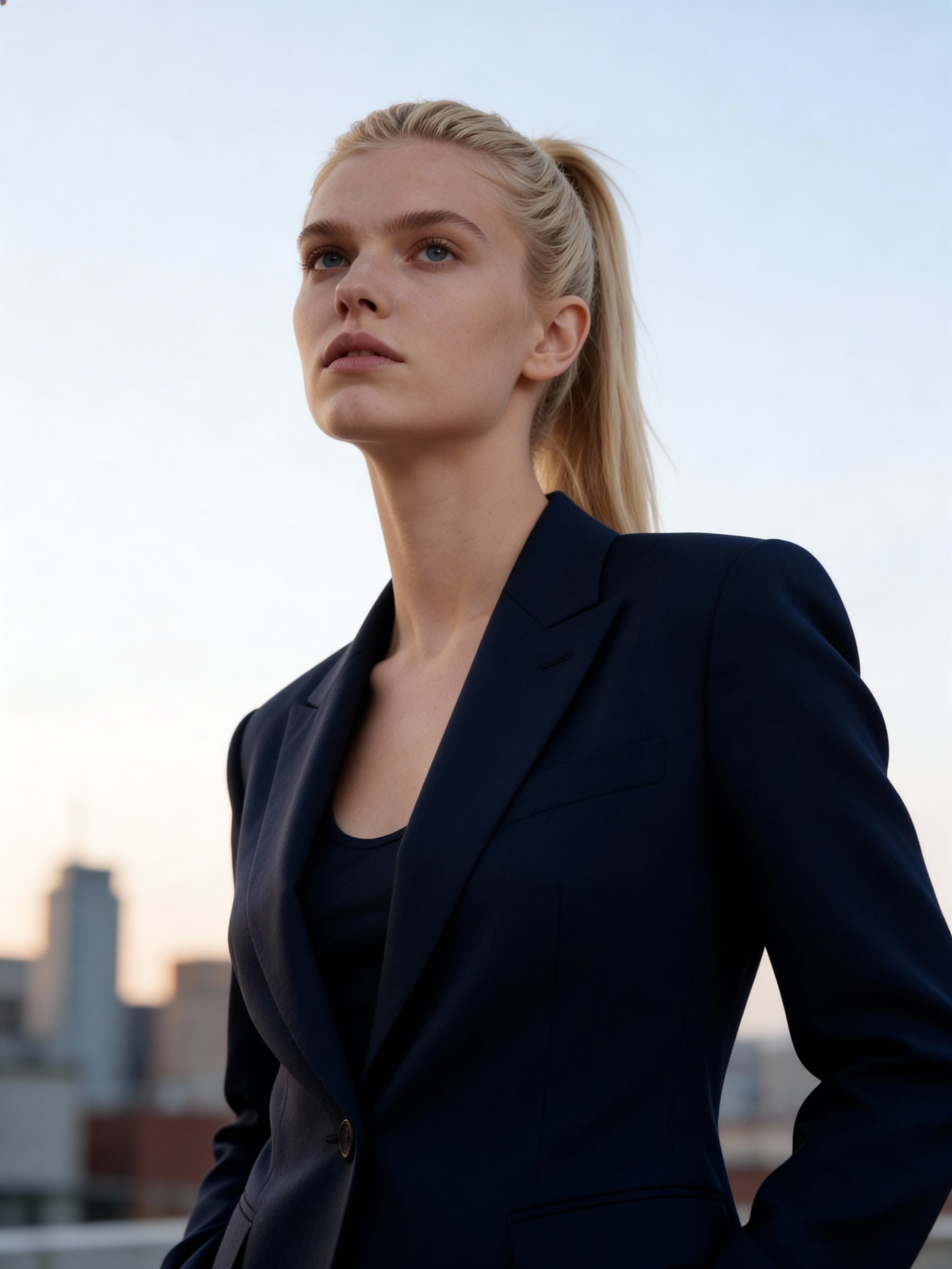 High-end portrait with confident, composed posture