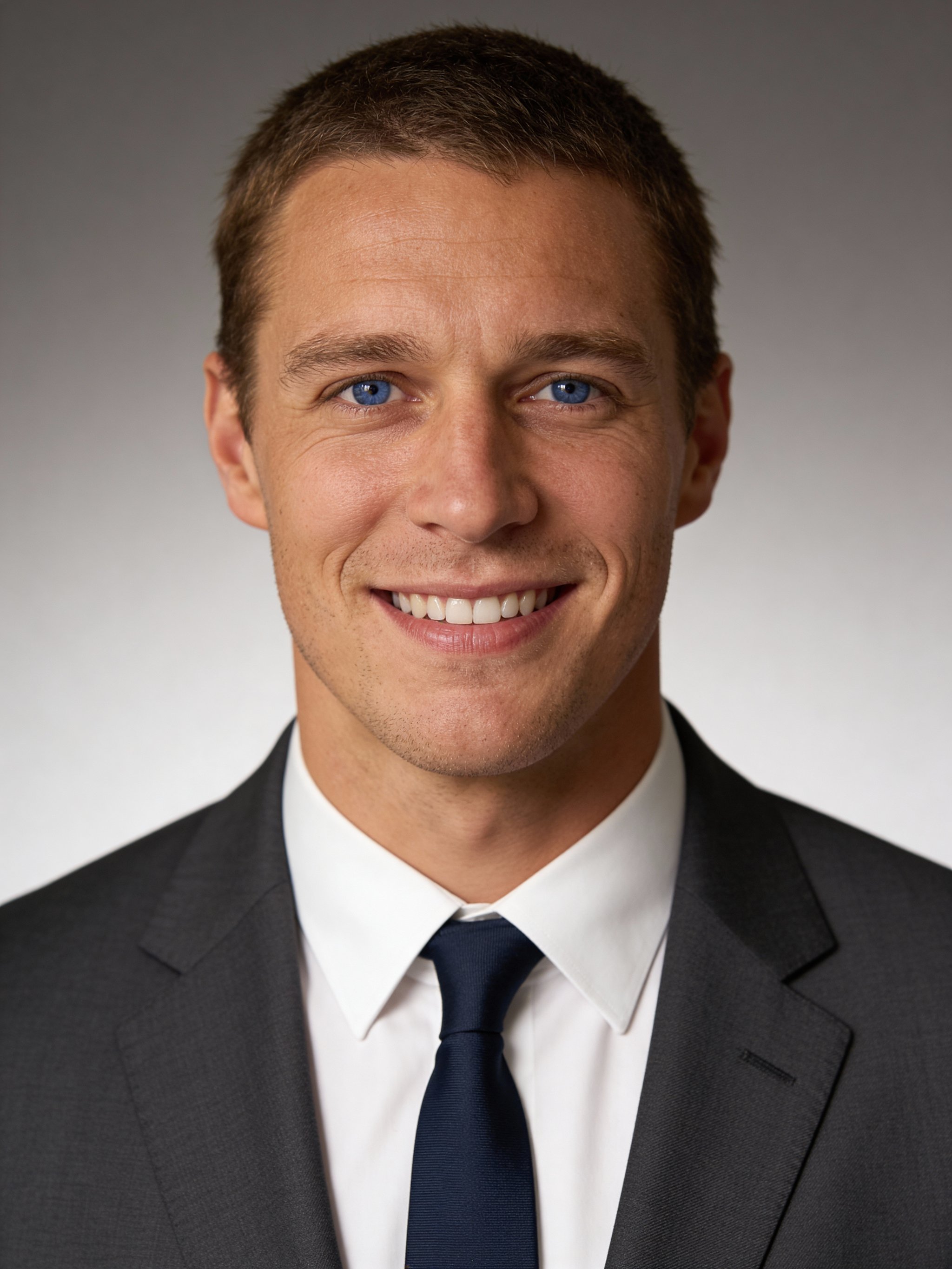 Professional portrait with neutral studio background