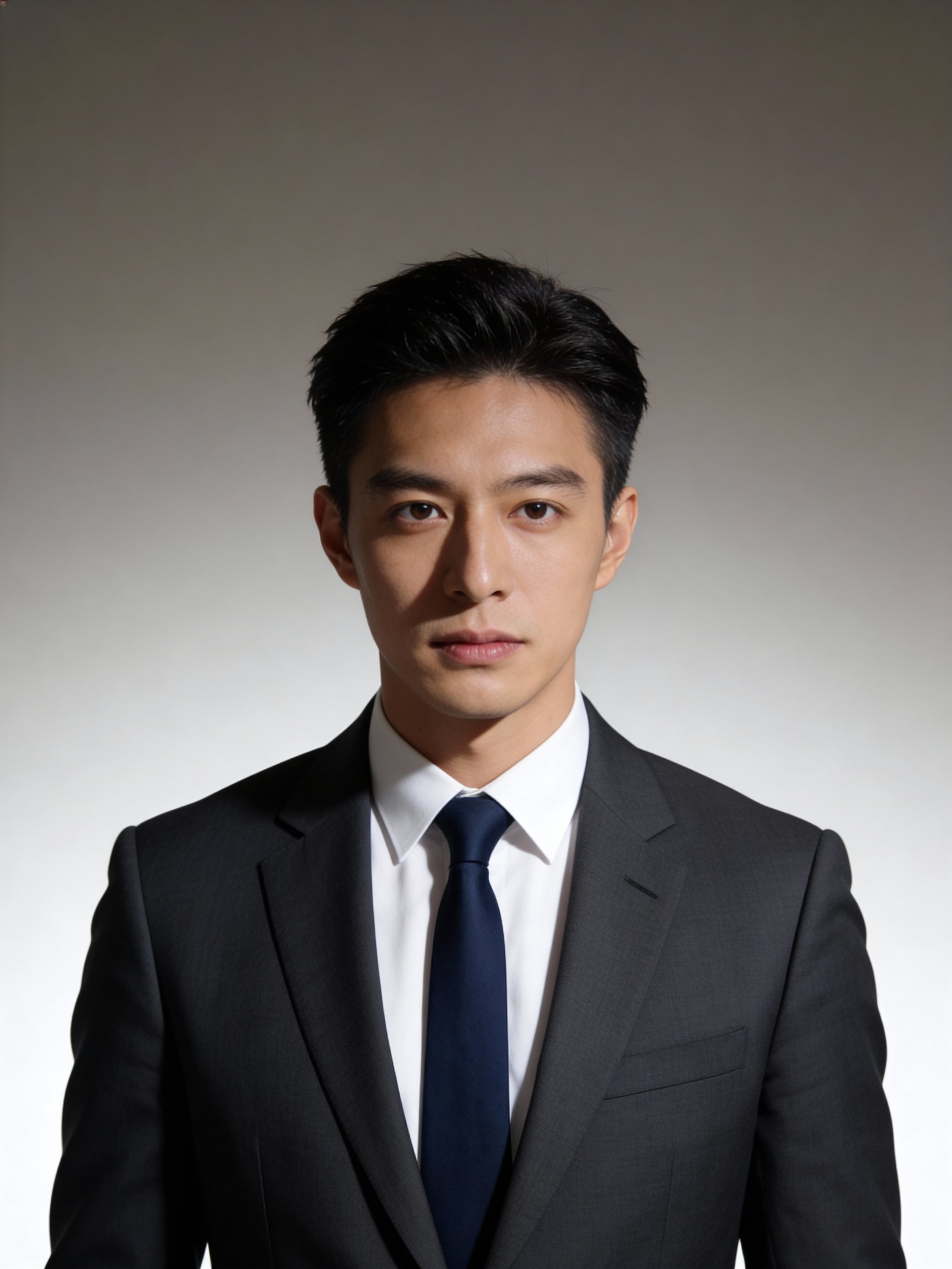 Corporate portrait with polished studio lighting