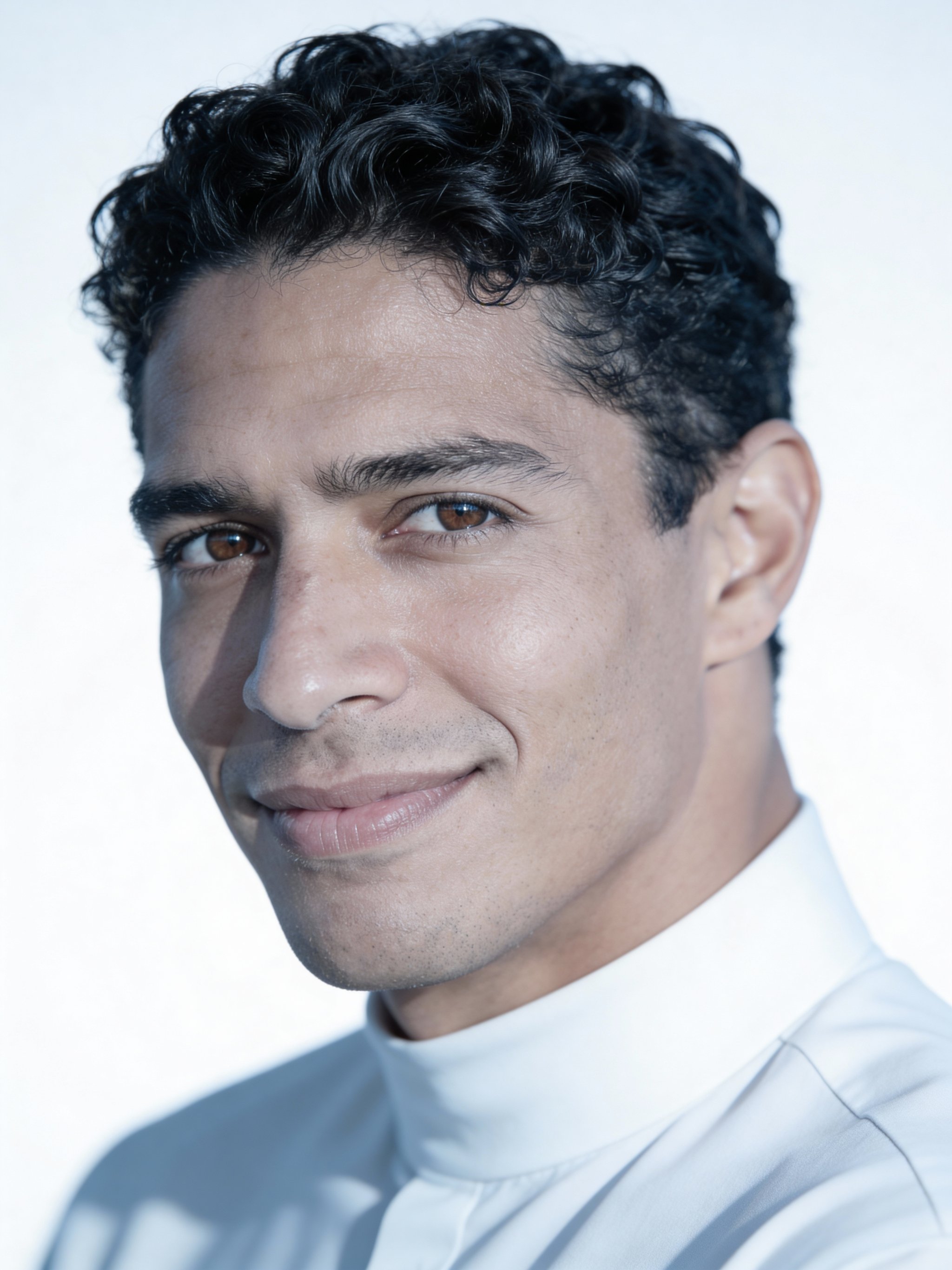 Modern headshot with crisp detail and airy contrast