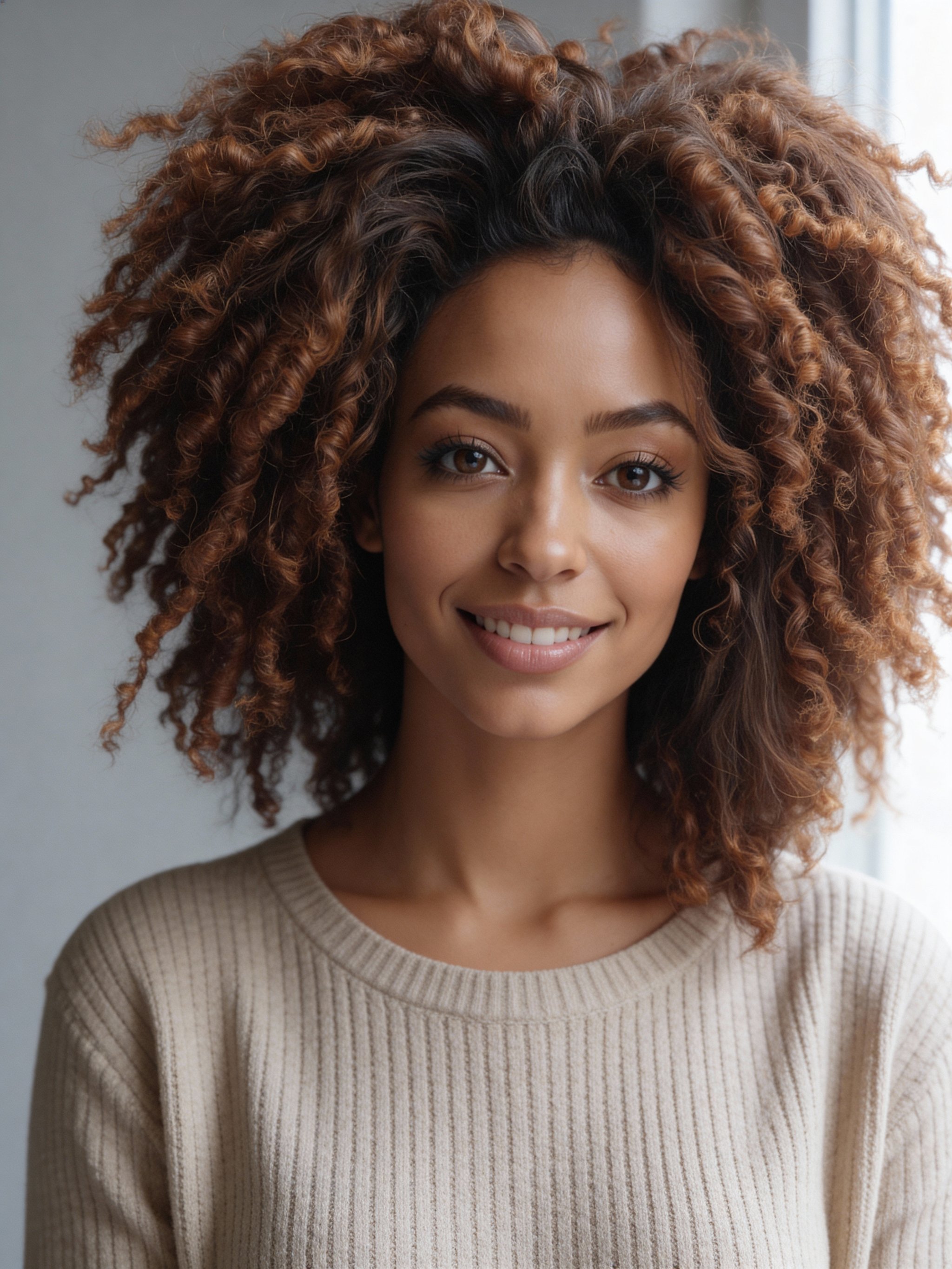 Bright headshot with gentle shadows and warm tones