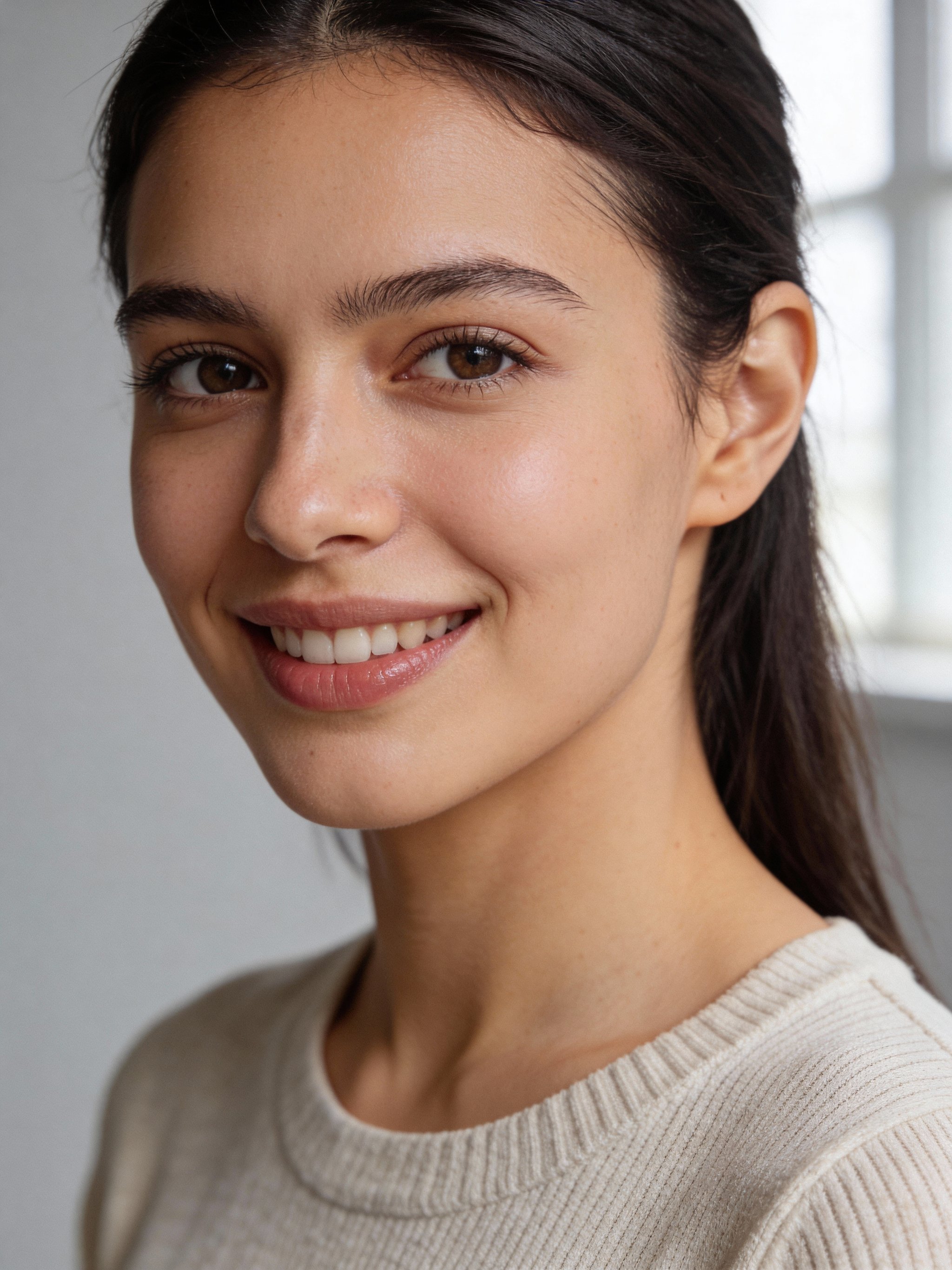 Approachable headshot with natural skin texture