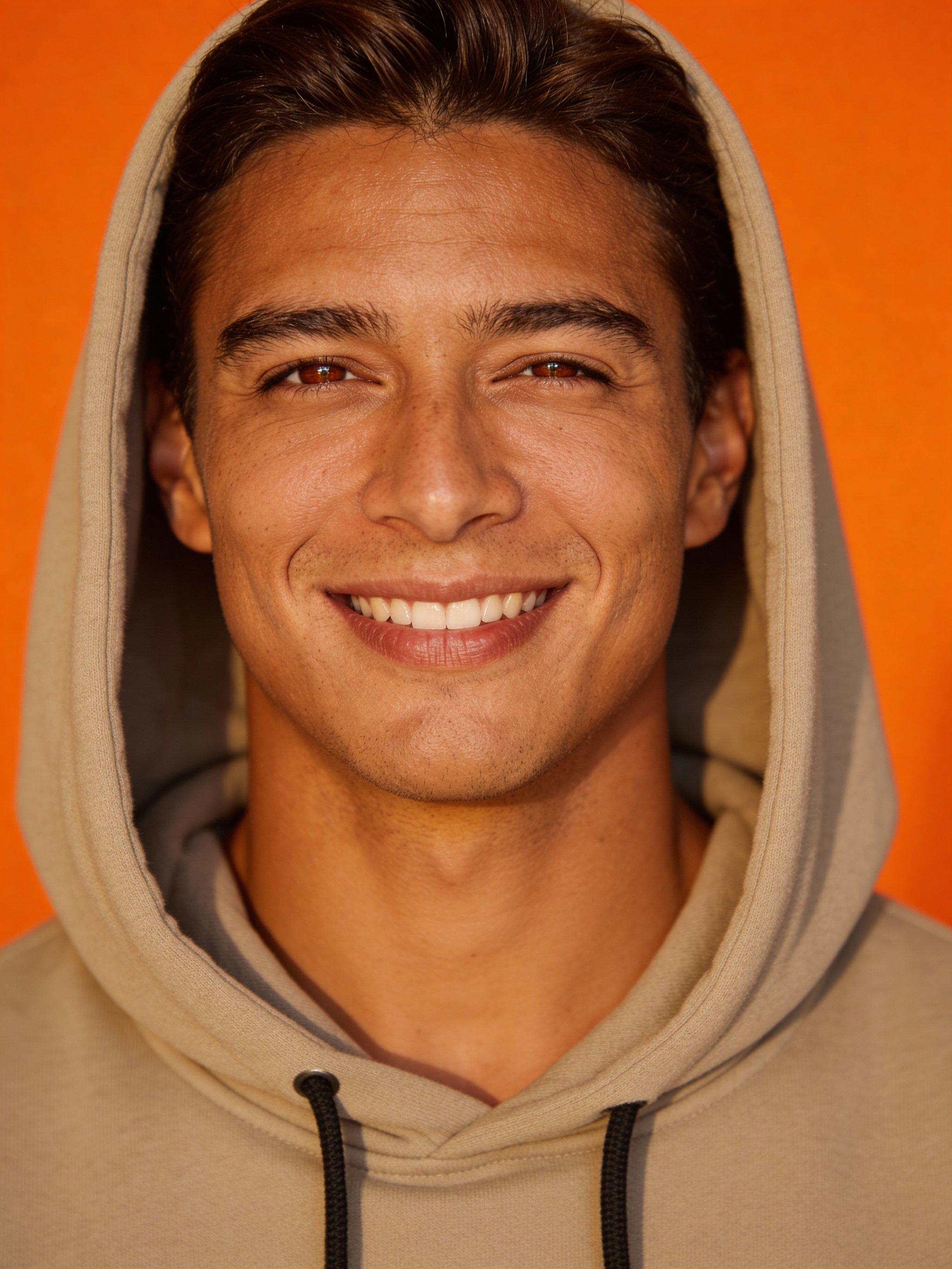 Studio headshot with bold color and clean framing