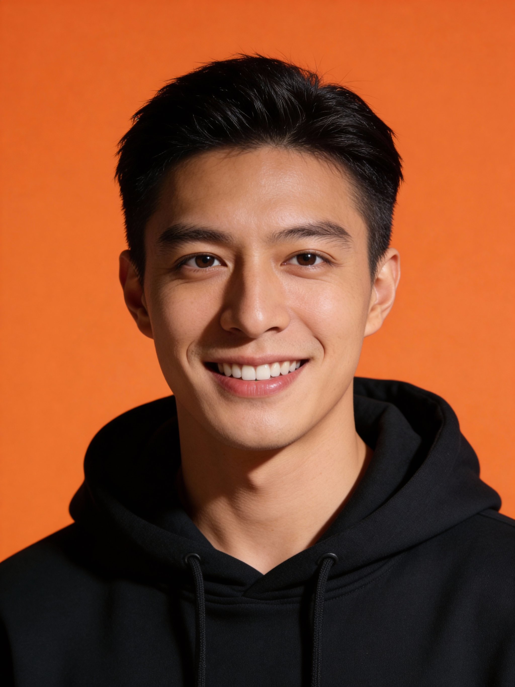 Creator headshot on a bright orange background