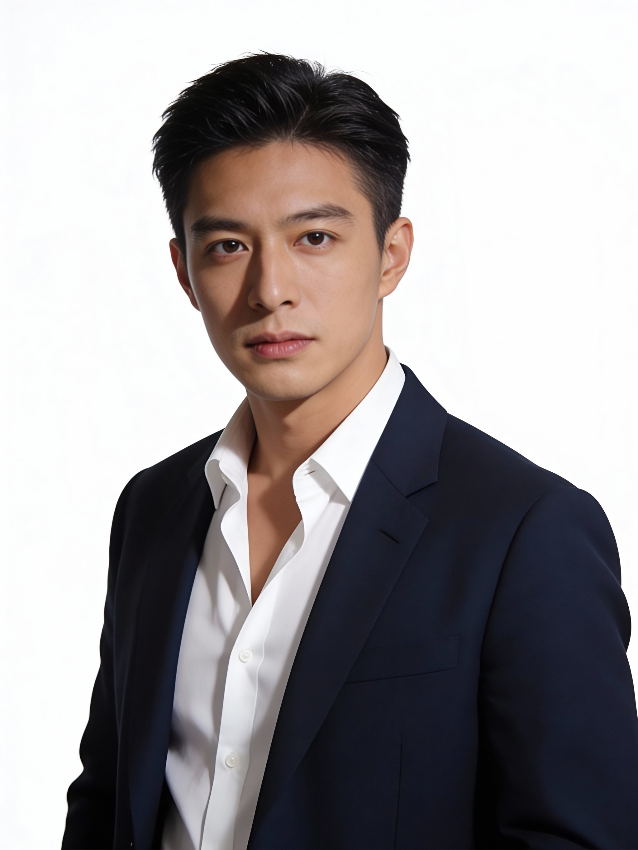 Professional portrait with clean white seamless backdrop