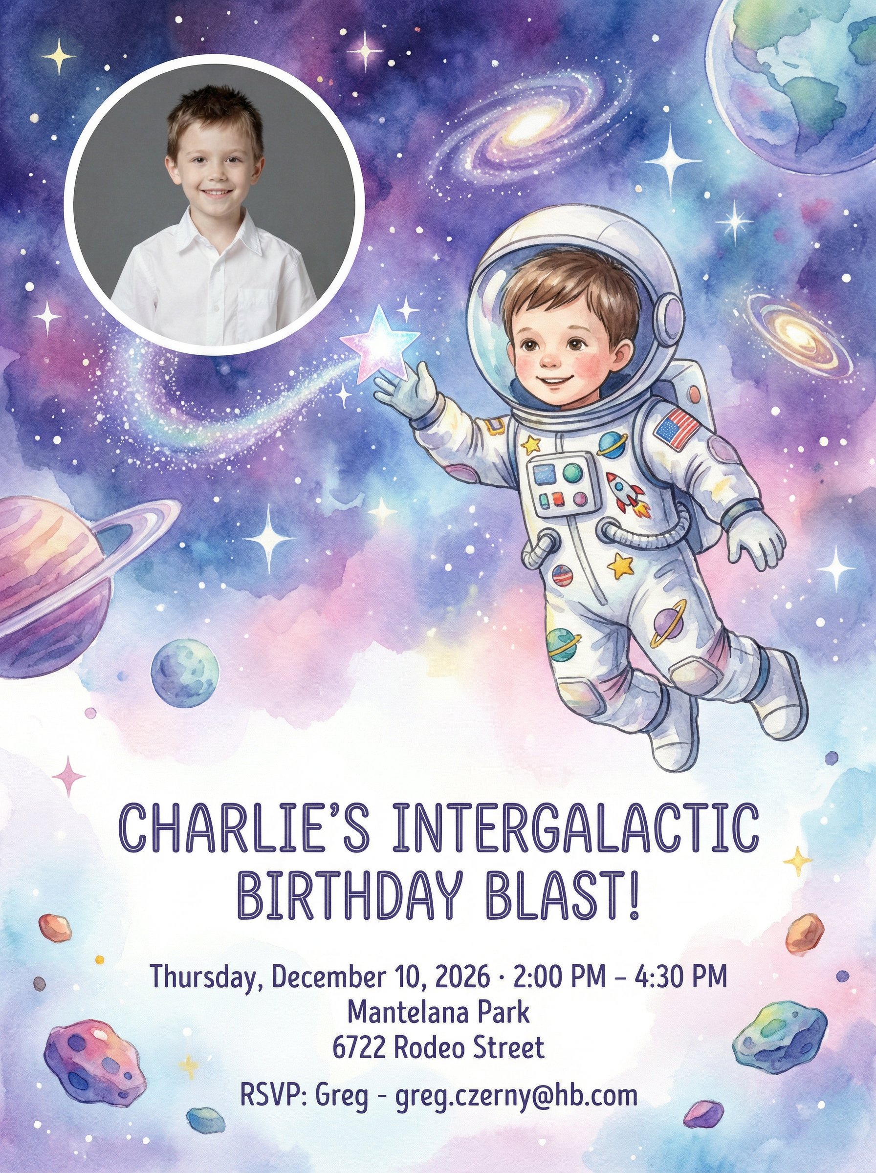 Four-ce Be With You 4th birthday space invitation