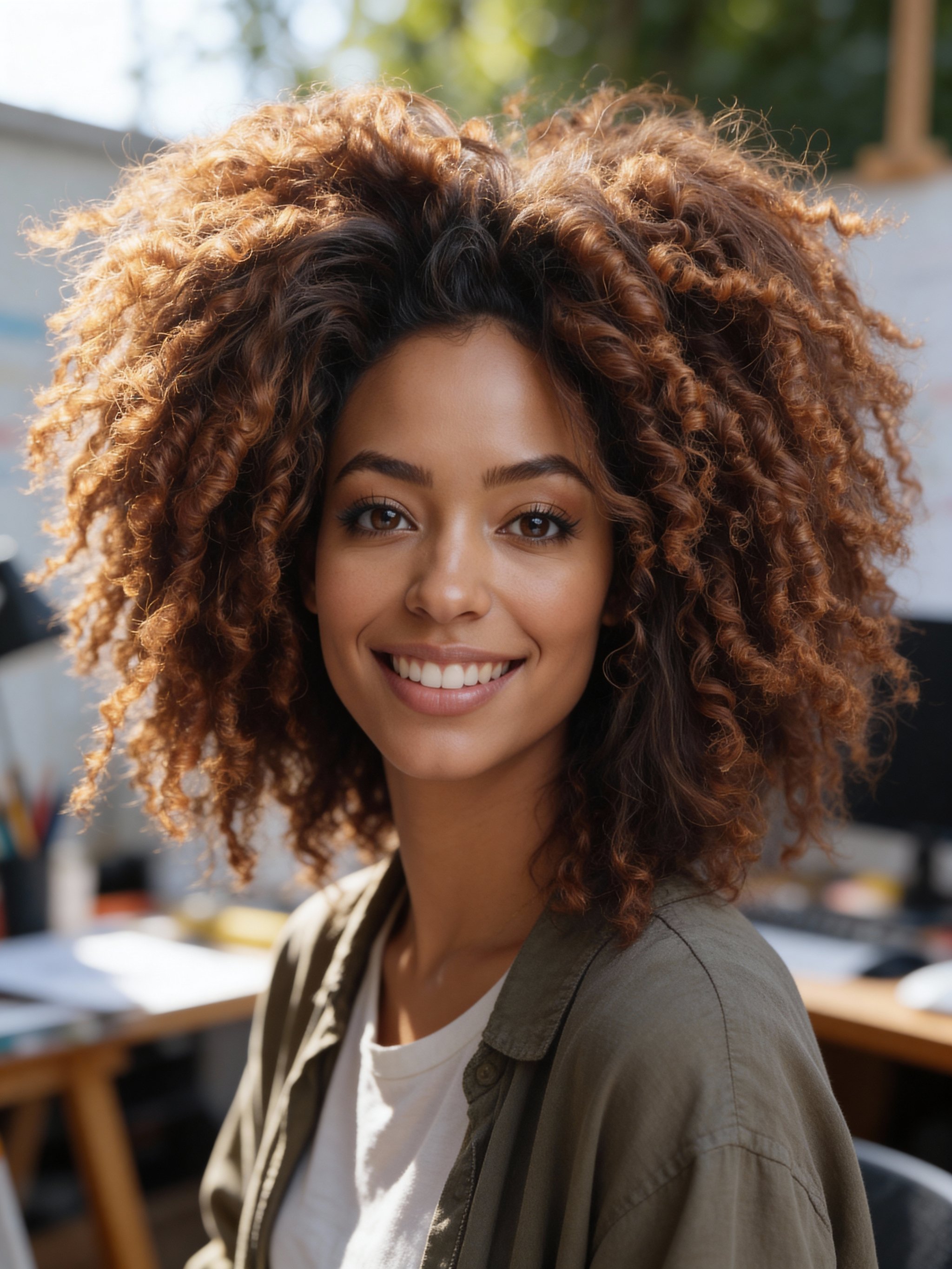 Approachable portrait with golden bokeh tones